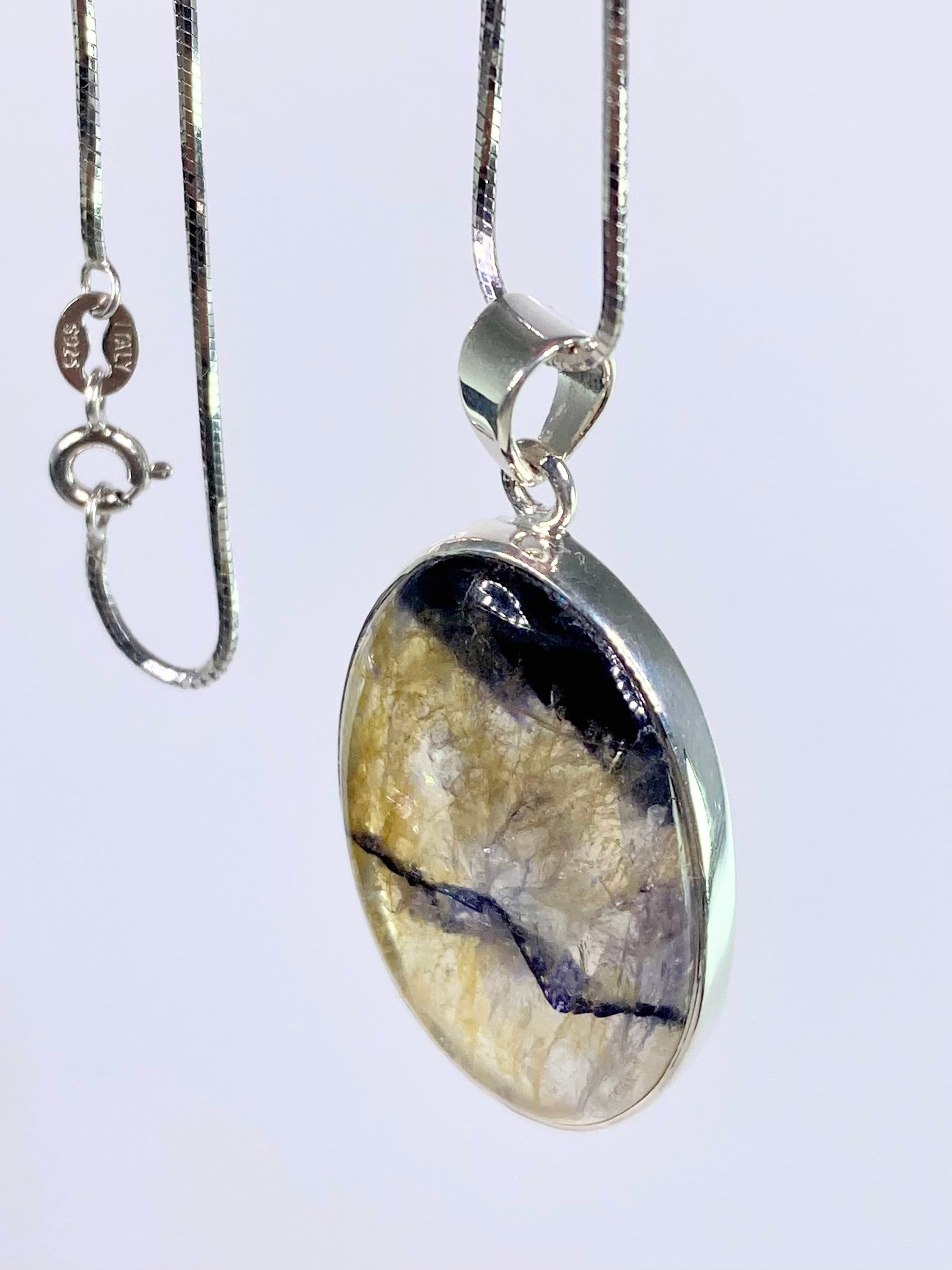 A Rare Blue John and Silver Pendant.