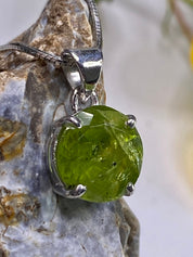 Natural Peridot and Silver Pendant