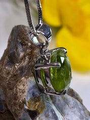 Natural Peridot and Silver Pendant