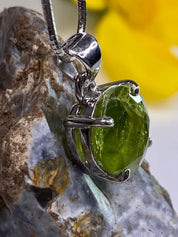 Natural Peridot and Silver Pendant