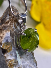 Natural Peridot and Silver Pendant