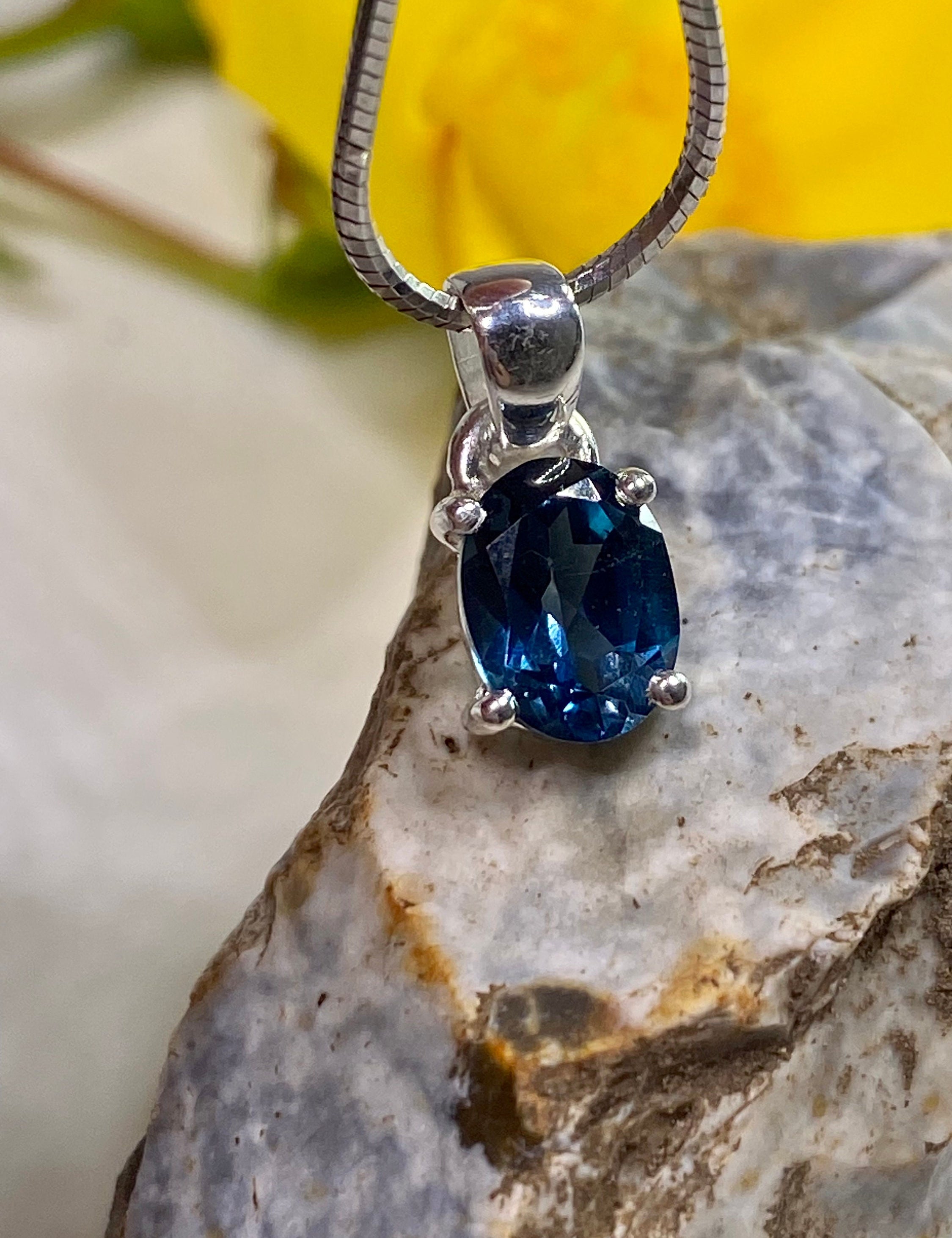 London Blue Topaz and Silver Pendant