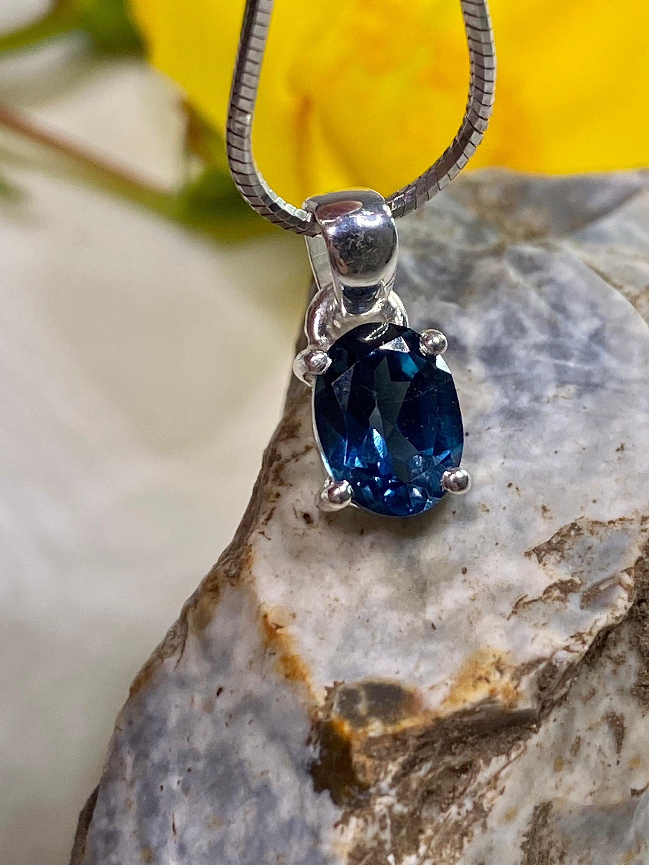 London Blue Topaz and Silver Pendant