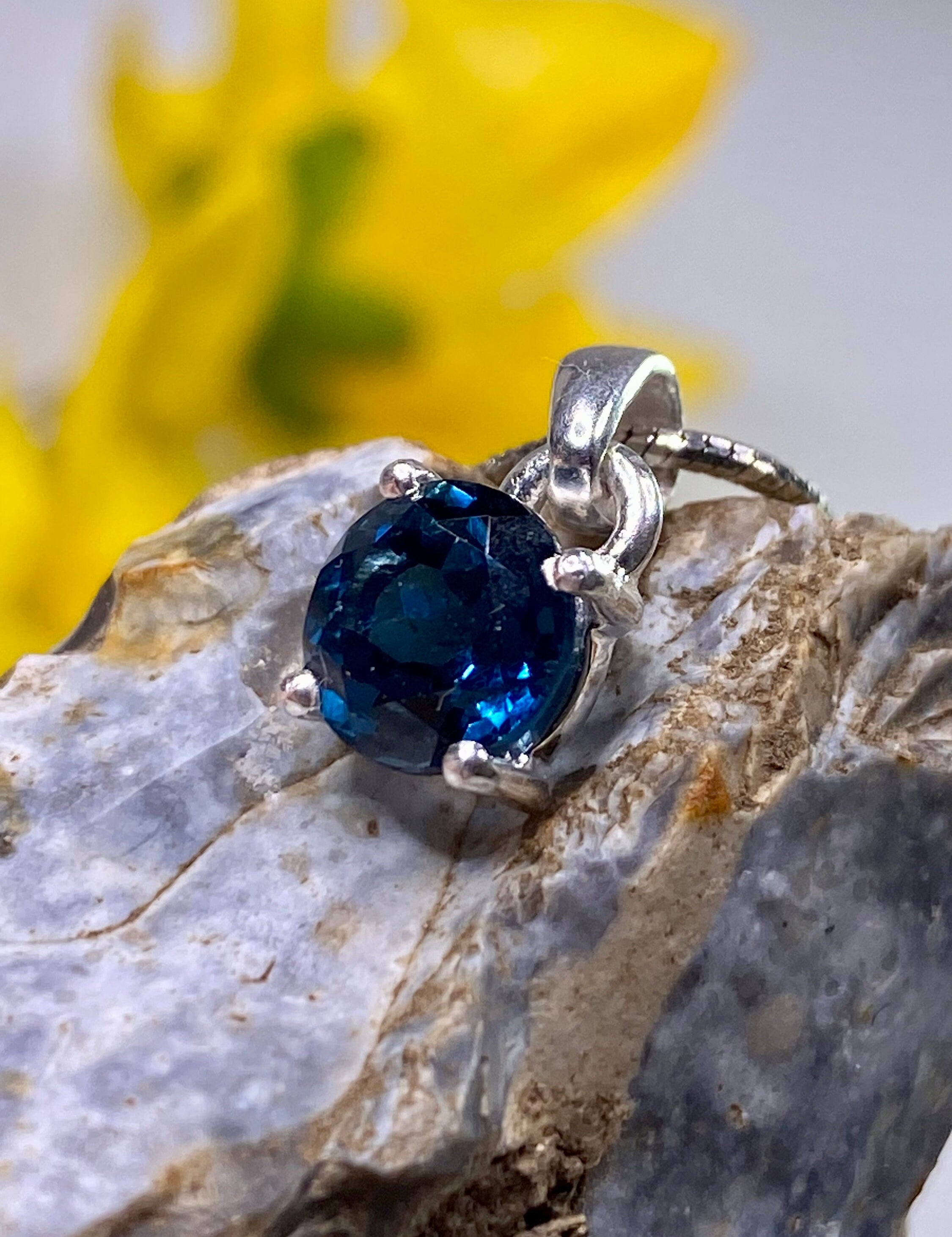 London Blue Topaz and Silver Pendant