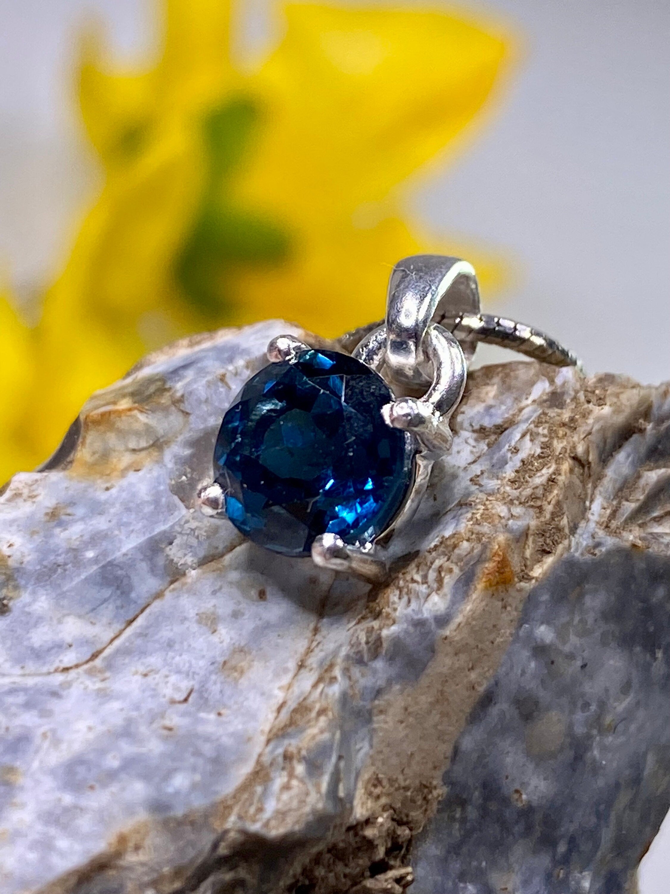 London Blue Topaz and Silver Pendant