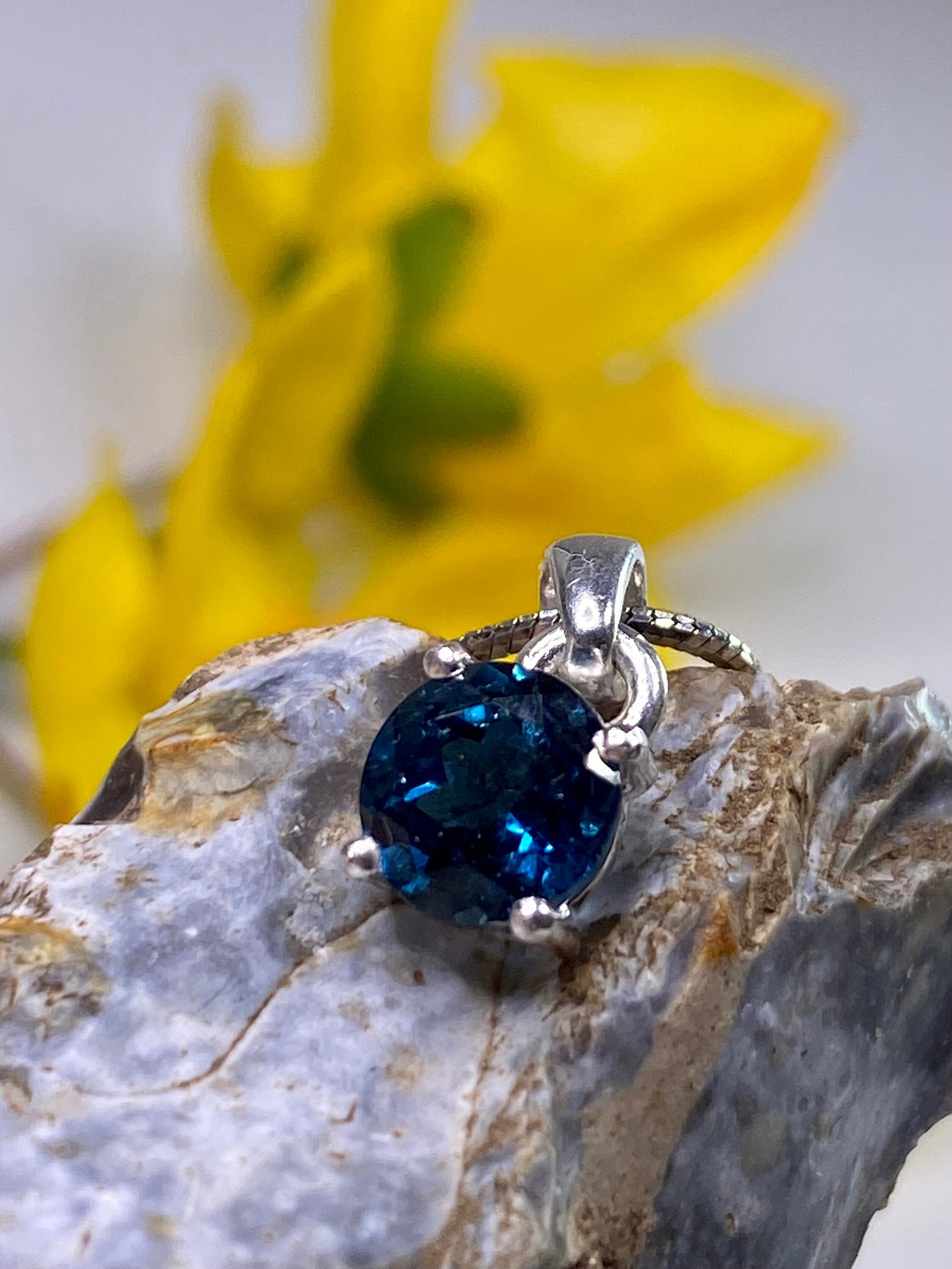 London Blue Topaz and Silver Pendant