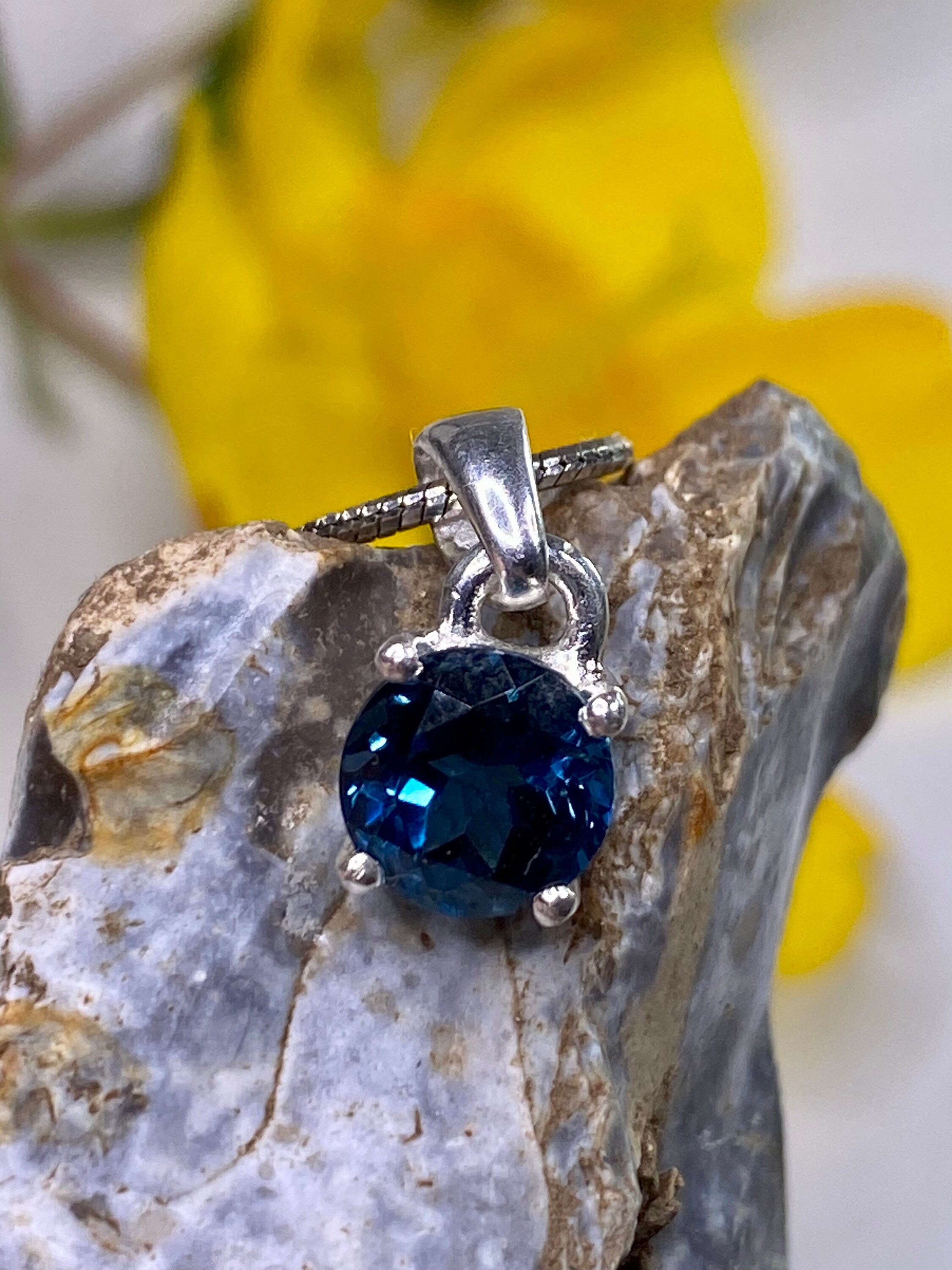 London Blue Topaz and Silver Pendant