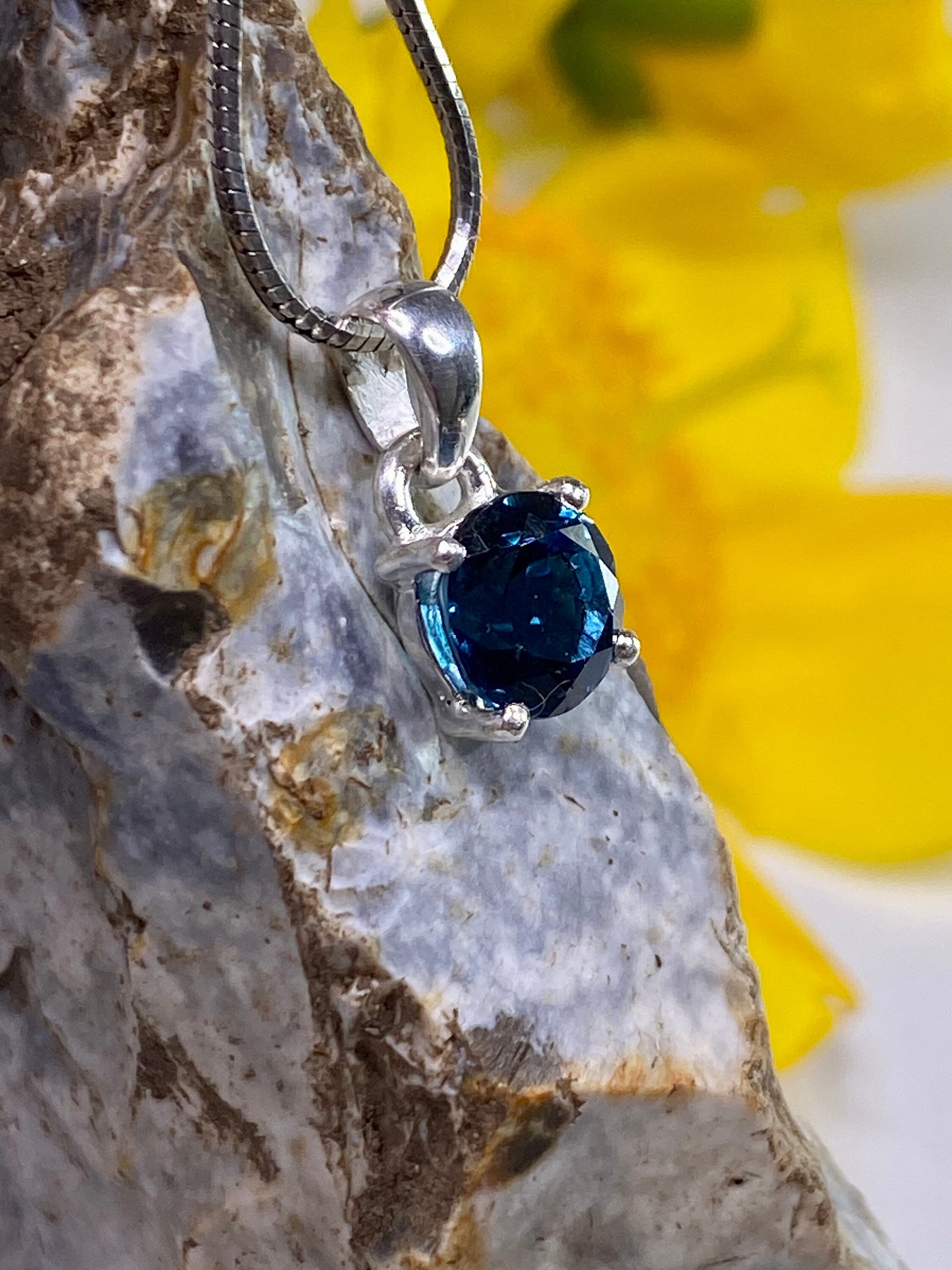 London Blue Topaz and Silver Pendant