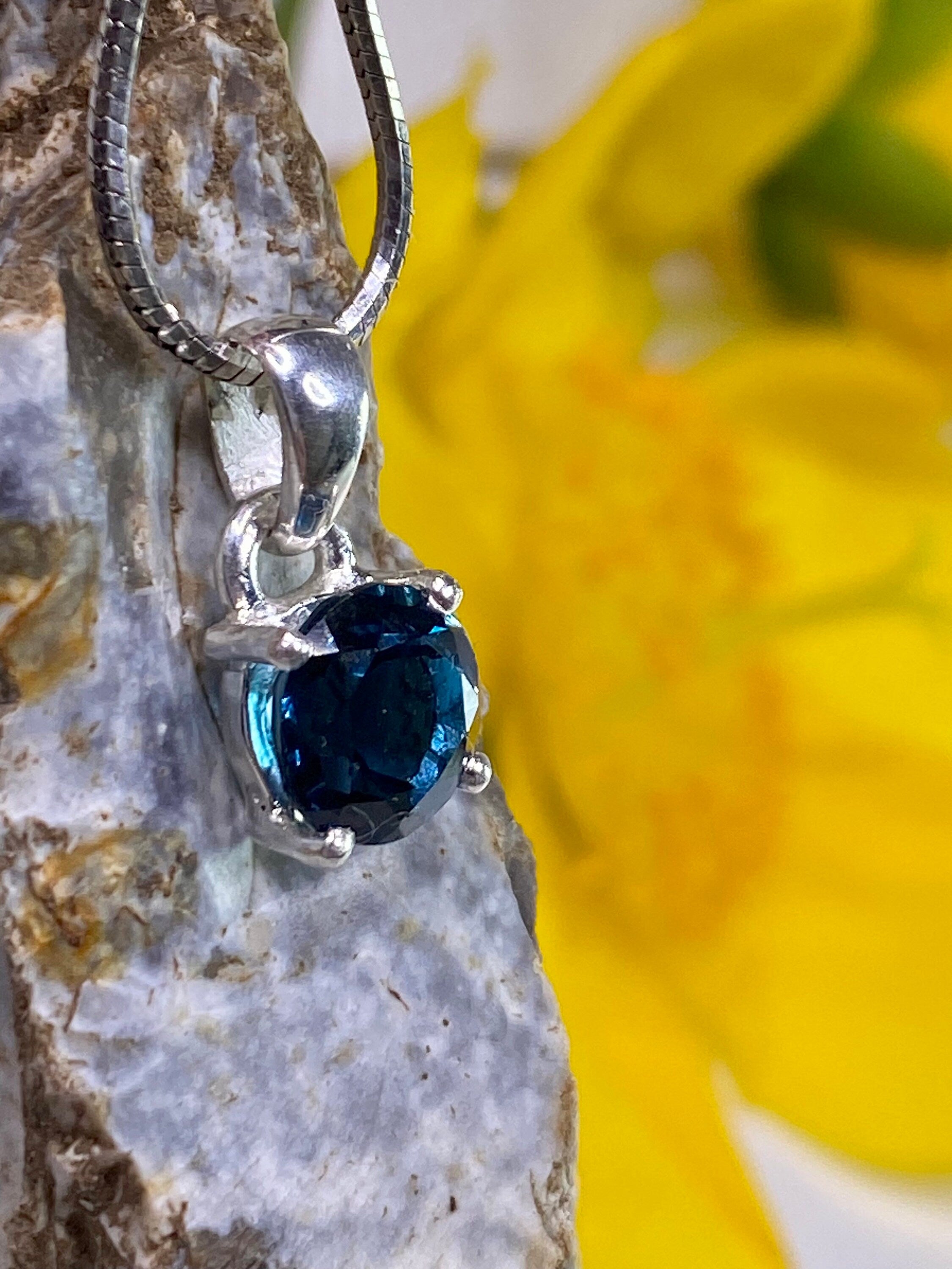 London Blue Topaz and Silver Pendant