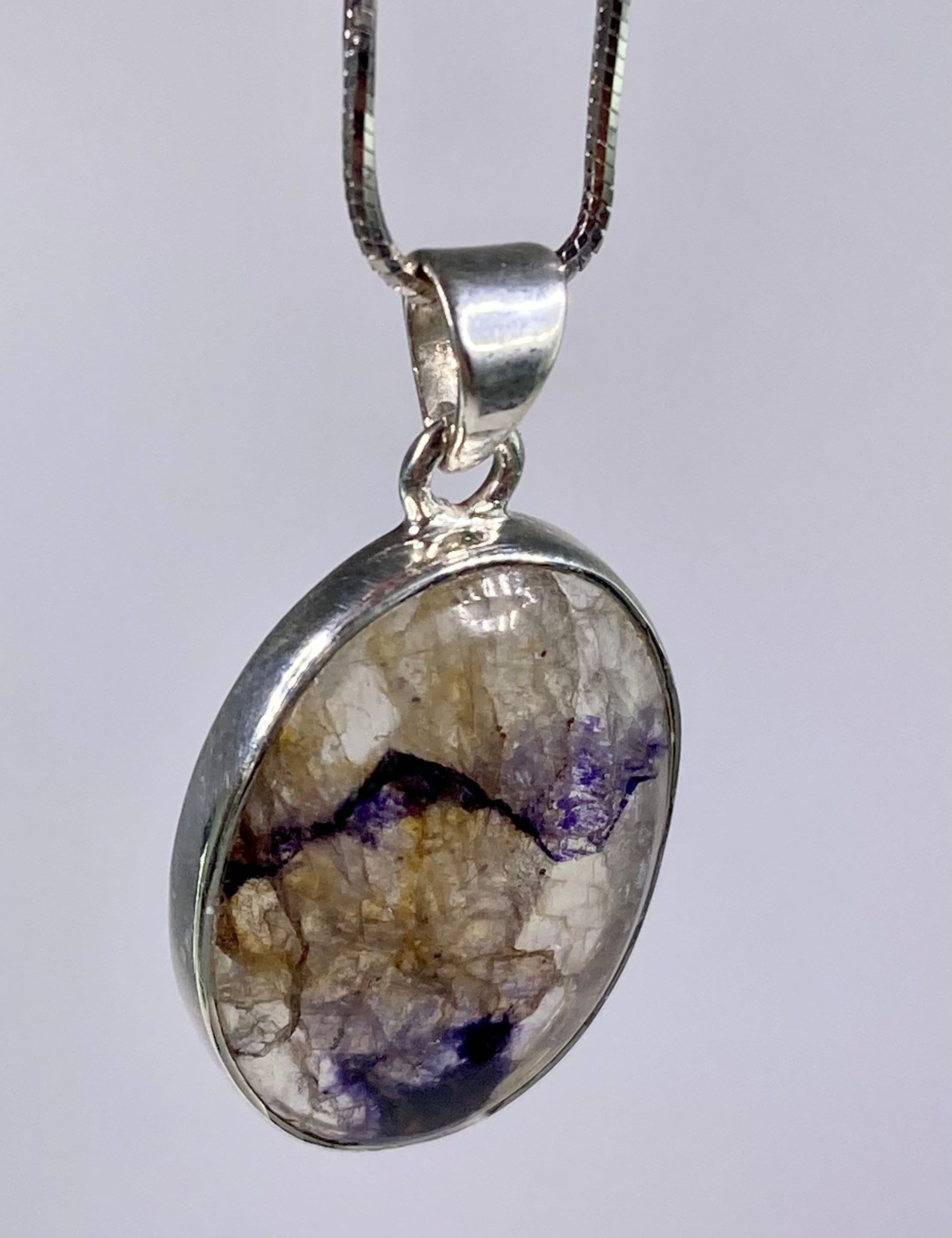 A Rare Blue John and Silver Pendant.