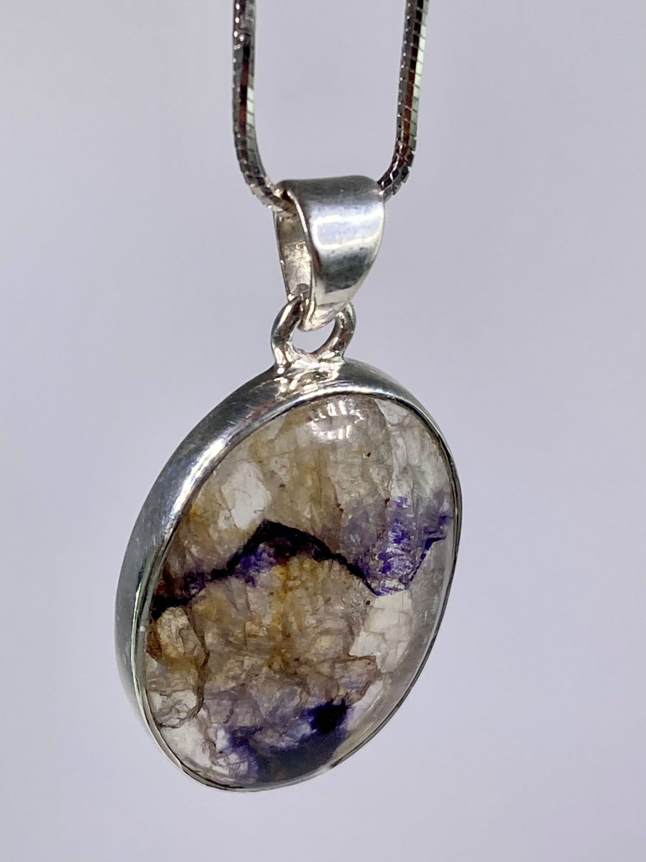 A Rare Blue John and Silver Pendant.