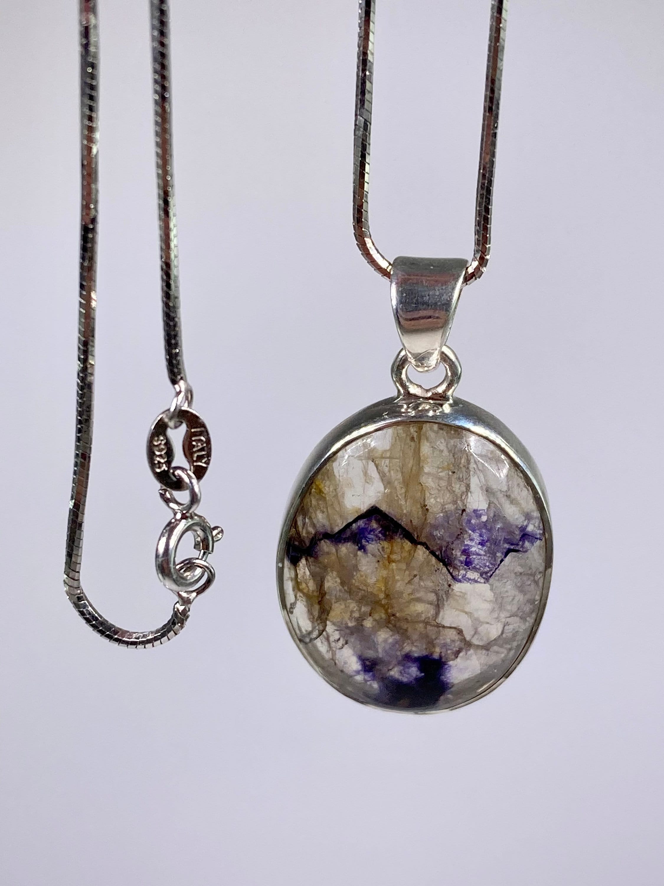 A Rare Blue John and Silver Pendant.