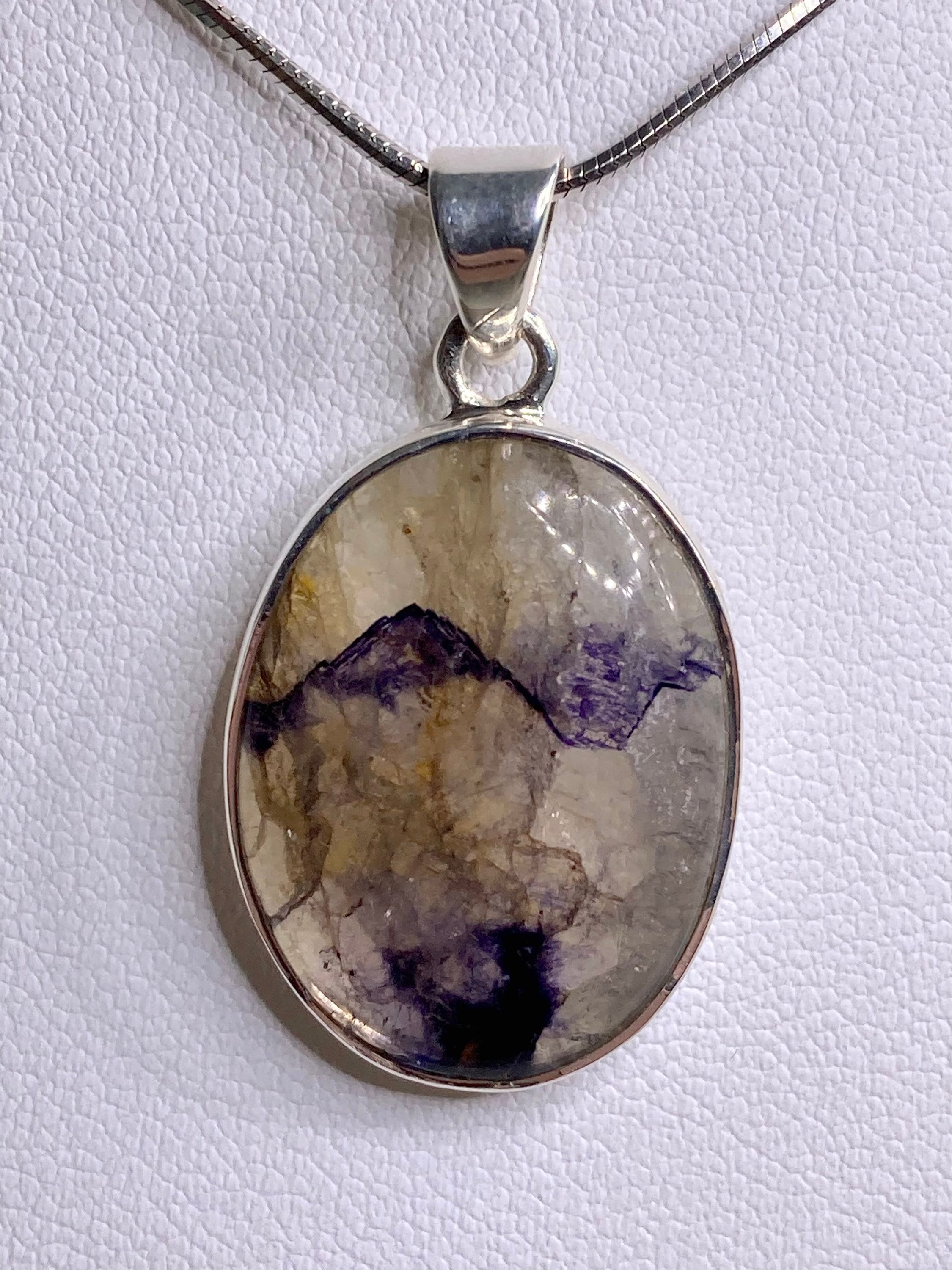 A Rare Blue John and Silver Pendant.