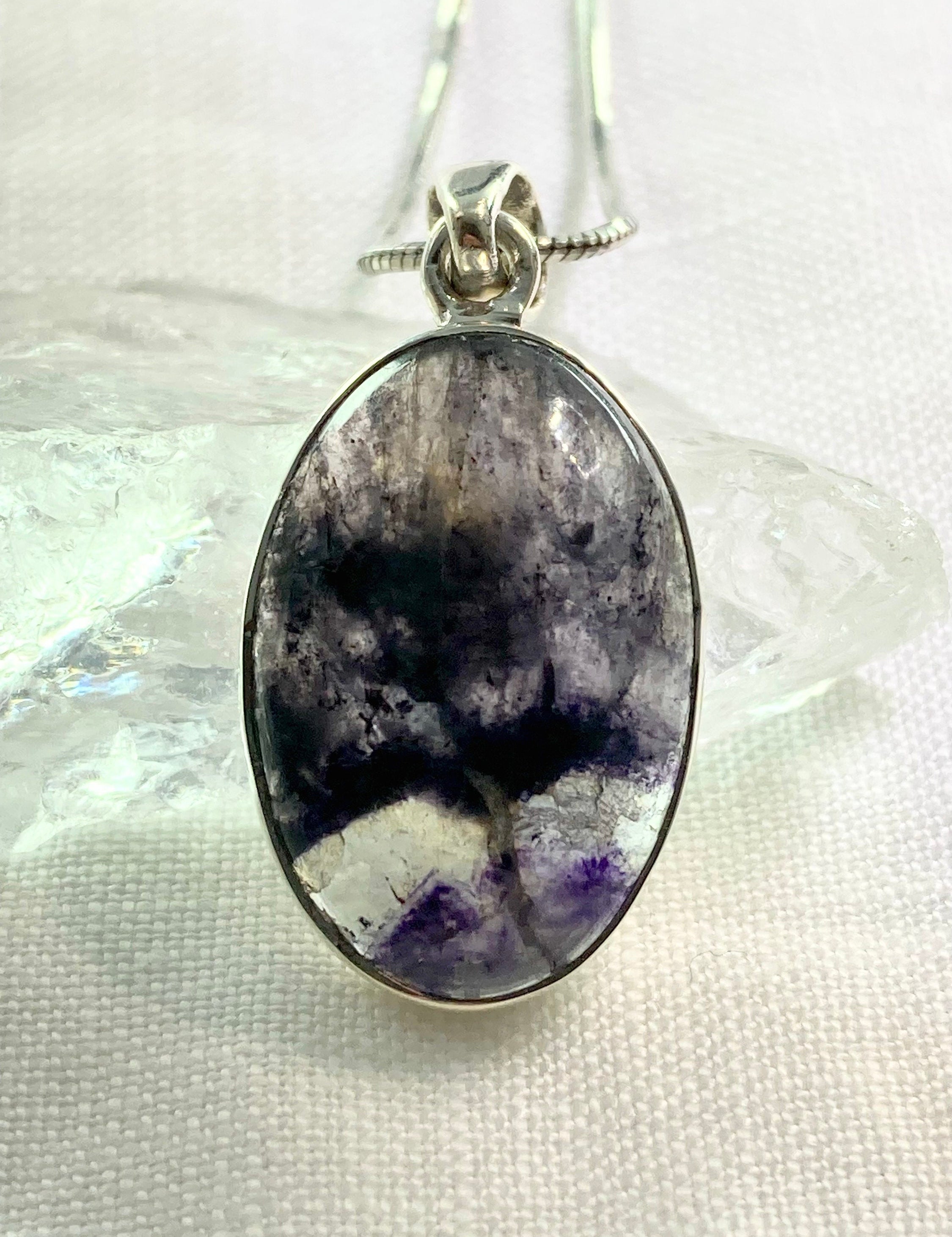 A Rare Blue John and Silver Pendant.