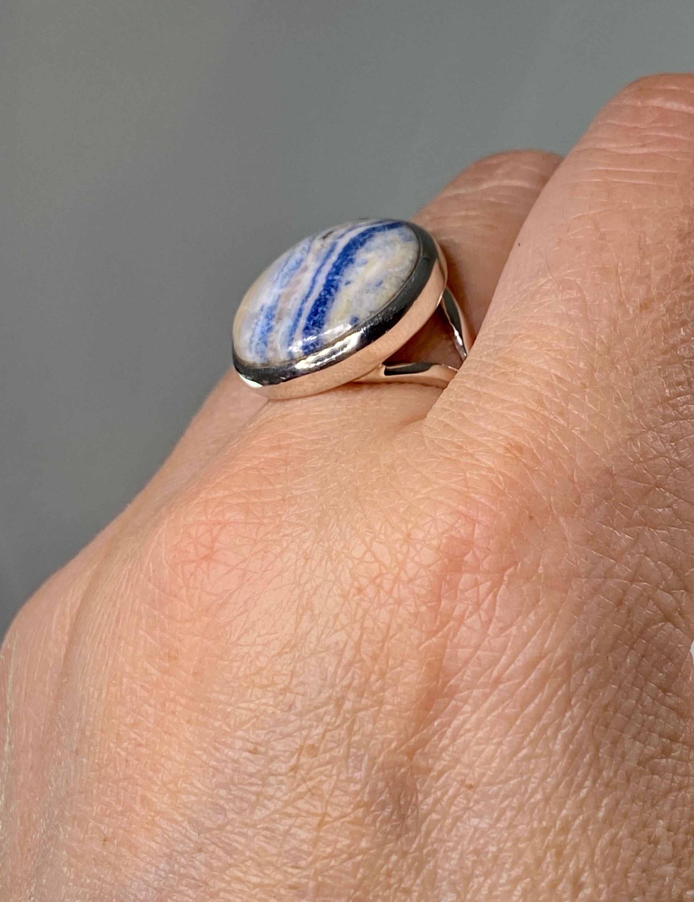 Blue Scheelite Silver Ring