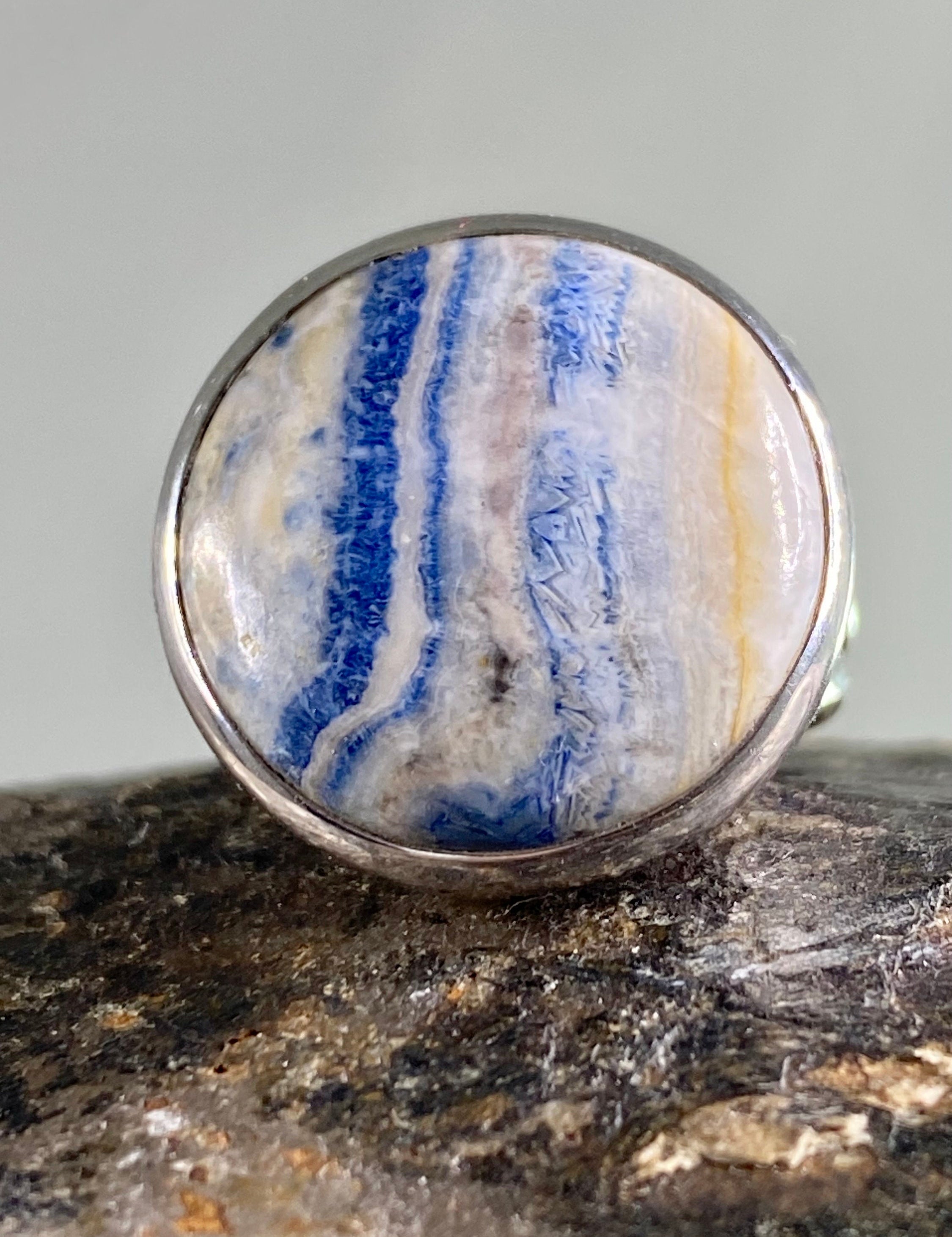 Blue Scheelite Silver Ring