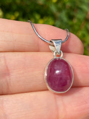 Natural African Ruby and Silver Pendant