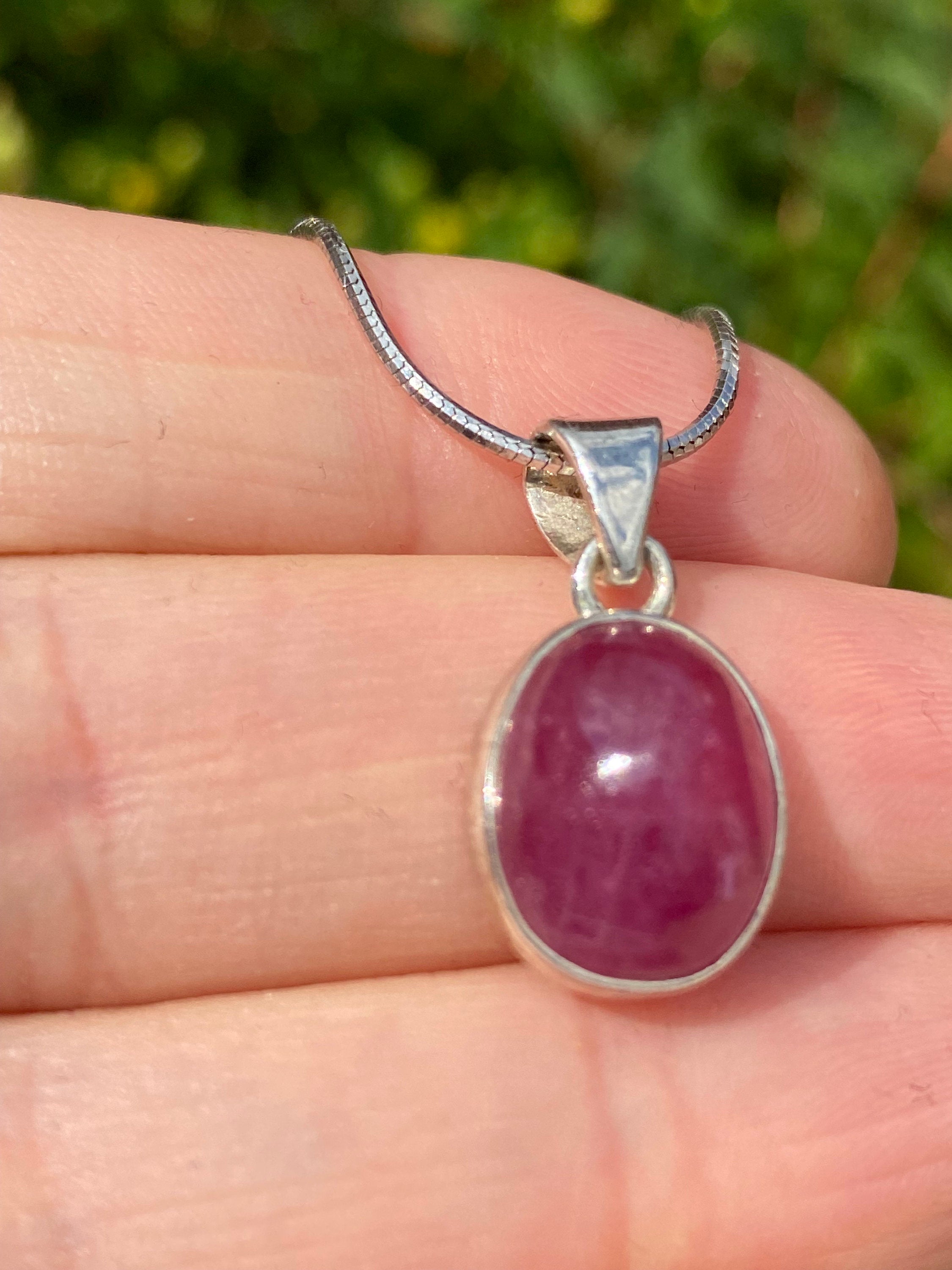 Natural African Ruby and Silver Pendant