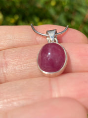 Natural African Ruby and Silver Pendant