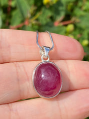 Natural African Ruby and Silver Pendant