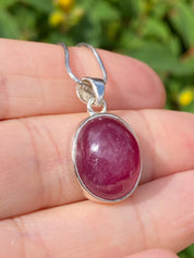 Natural African Ruby and Silver Pendant