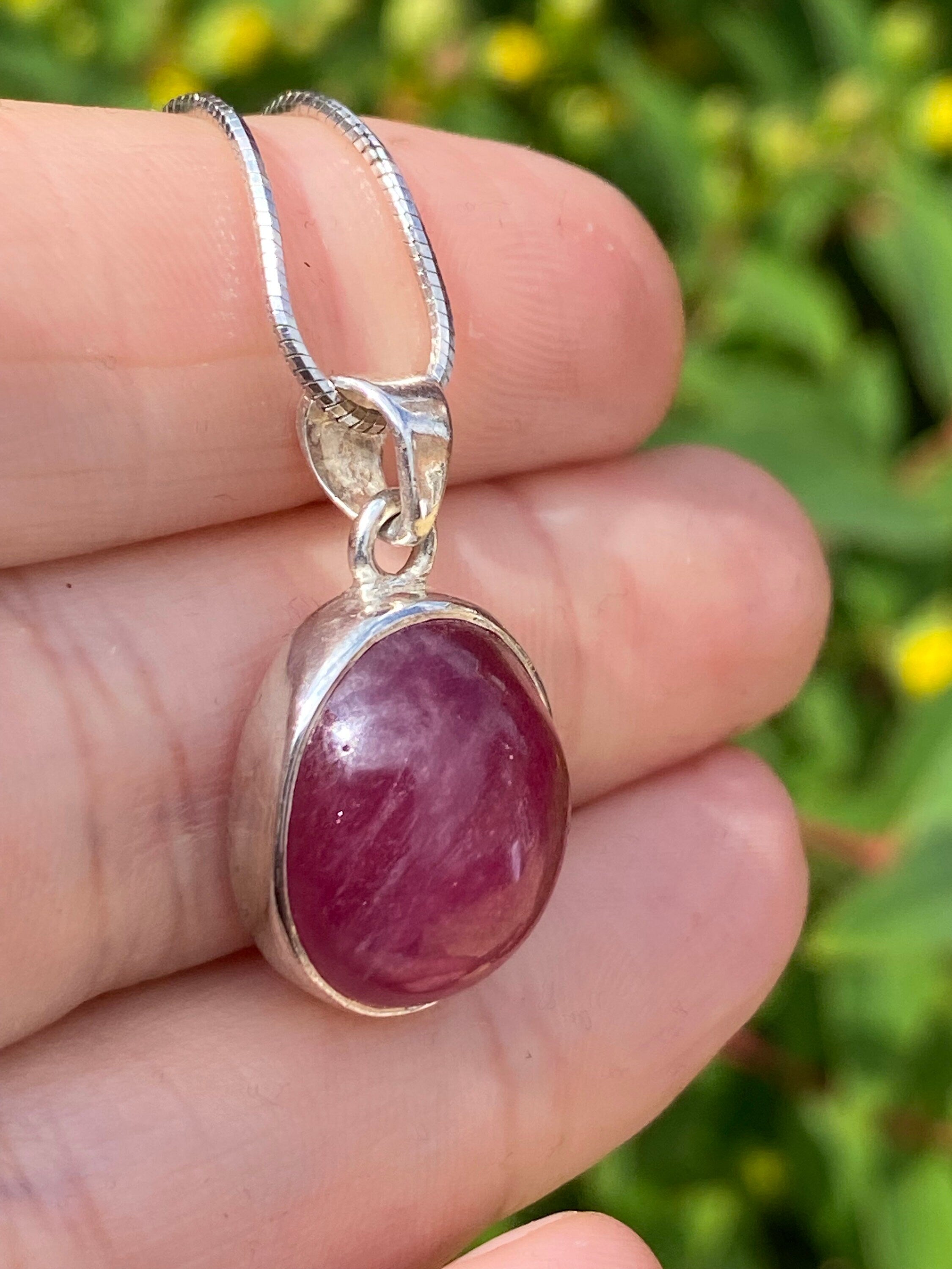 Natural African Ruby and Silver Pendant