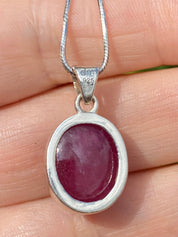 Natural African Ruby and Silver Pendant