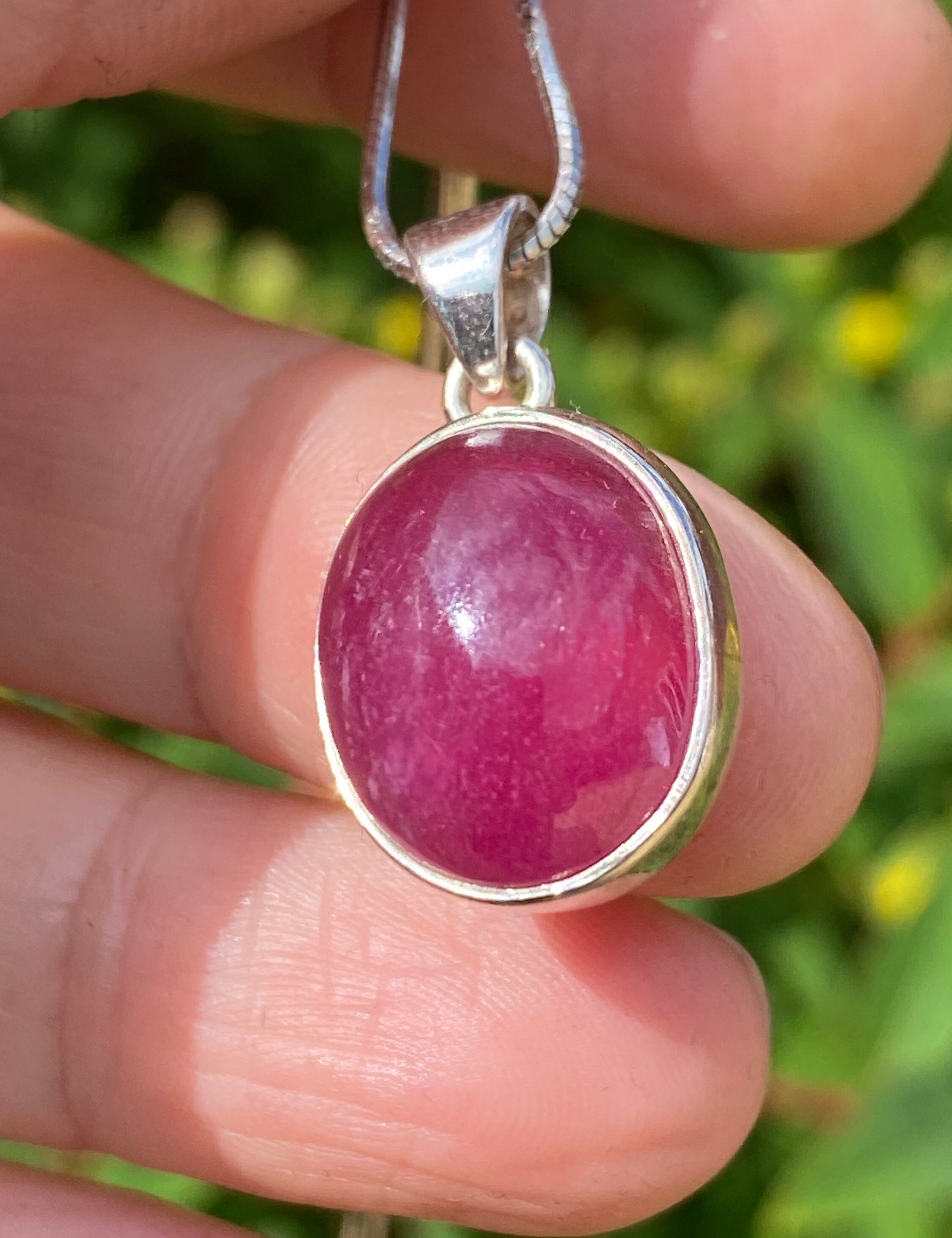 Natural African Ruby and Silver Pendant