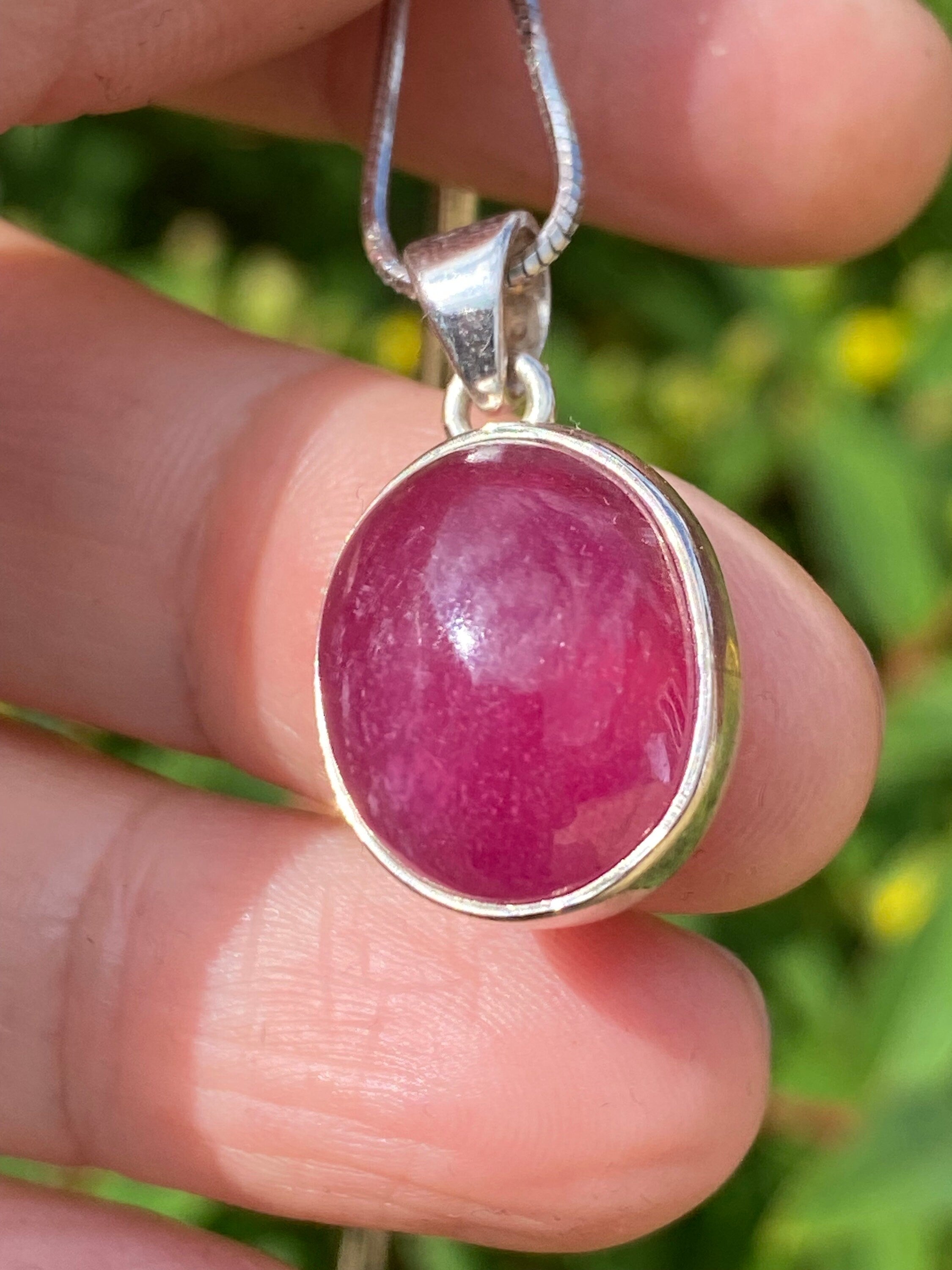 Natural African Ruby and Silver Pendant