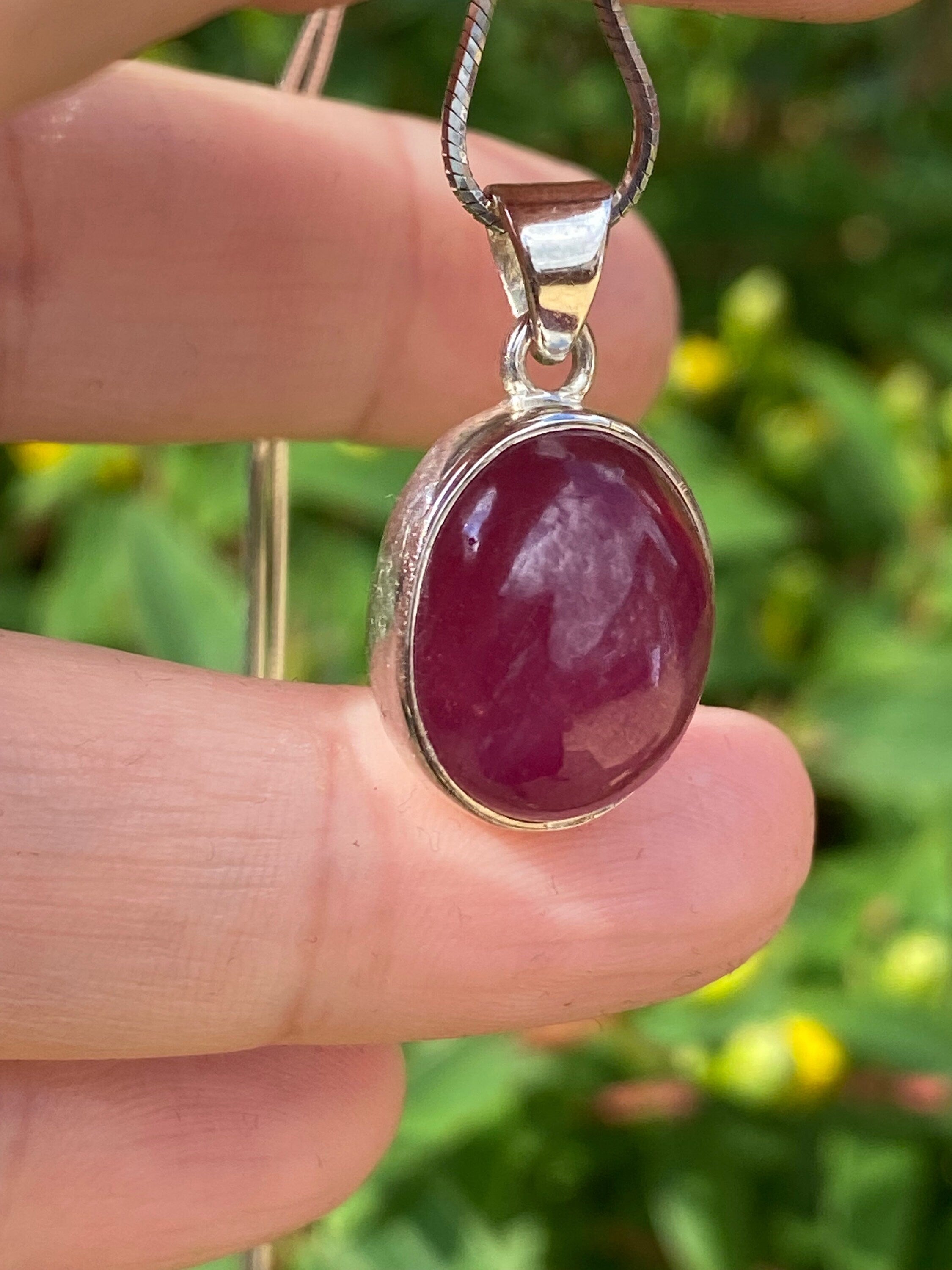 Natural African Ruby and Silver Pendant