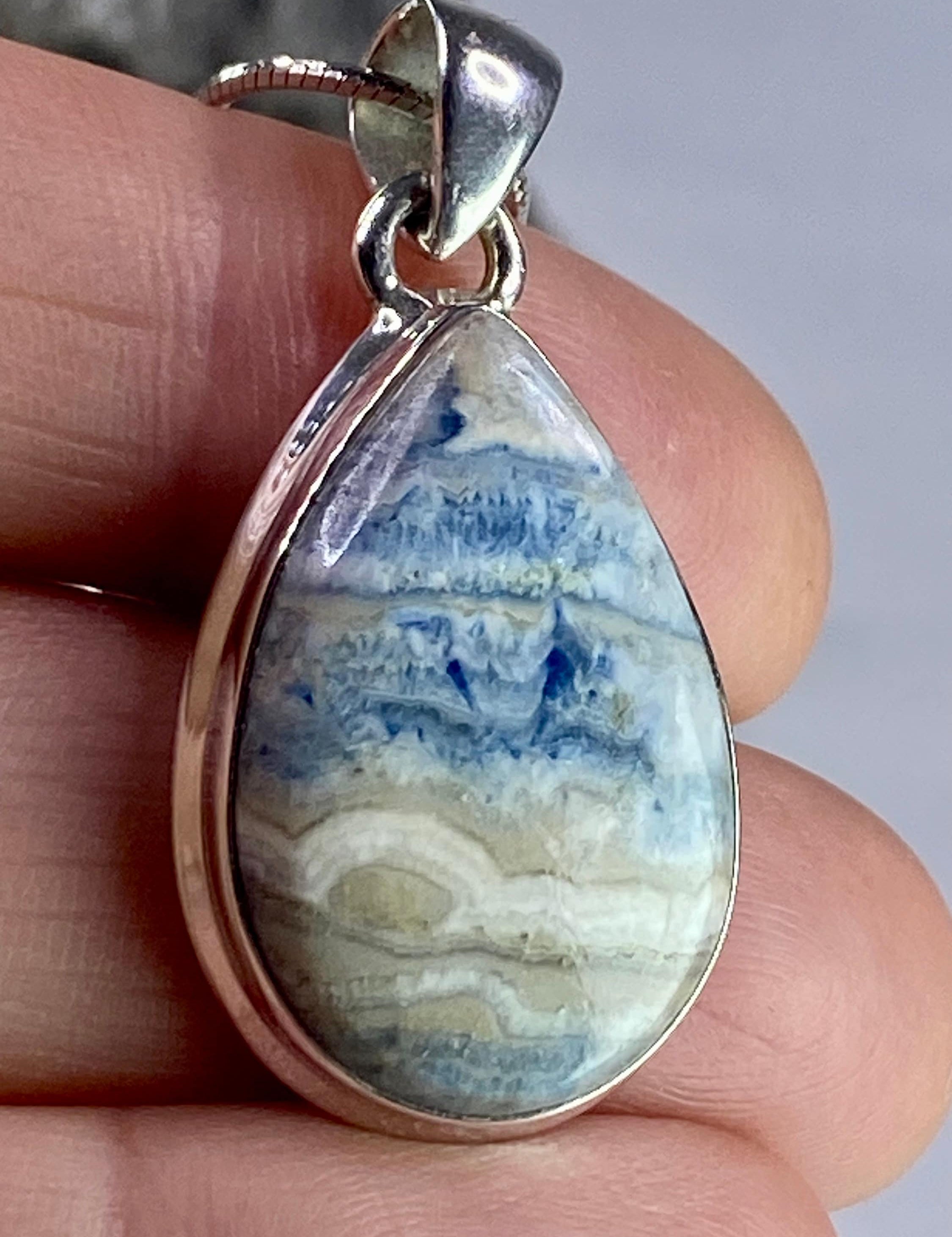 Blue Scheelite Silver Pendant