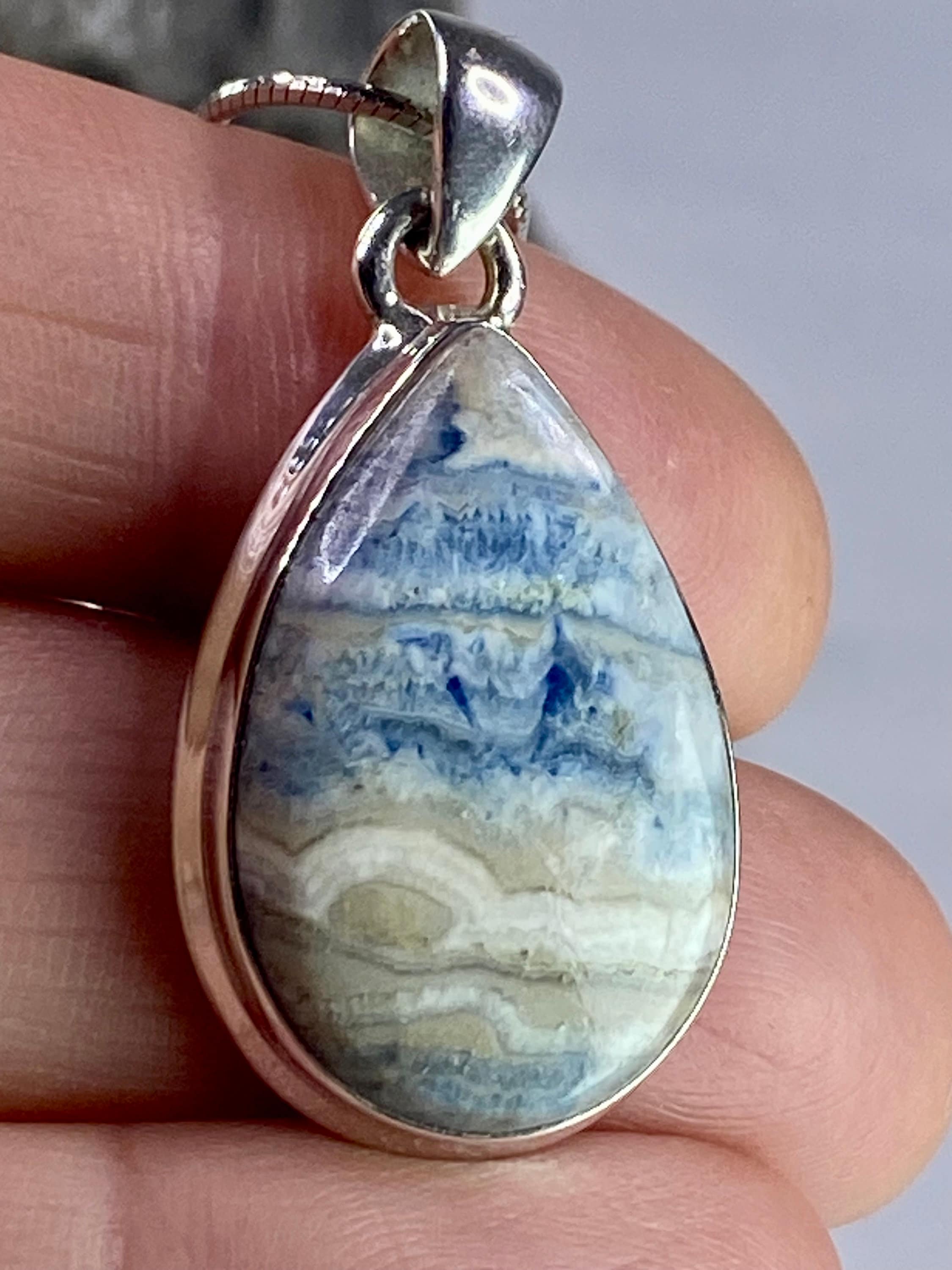 Blue Scheelite Silver Pendant