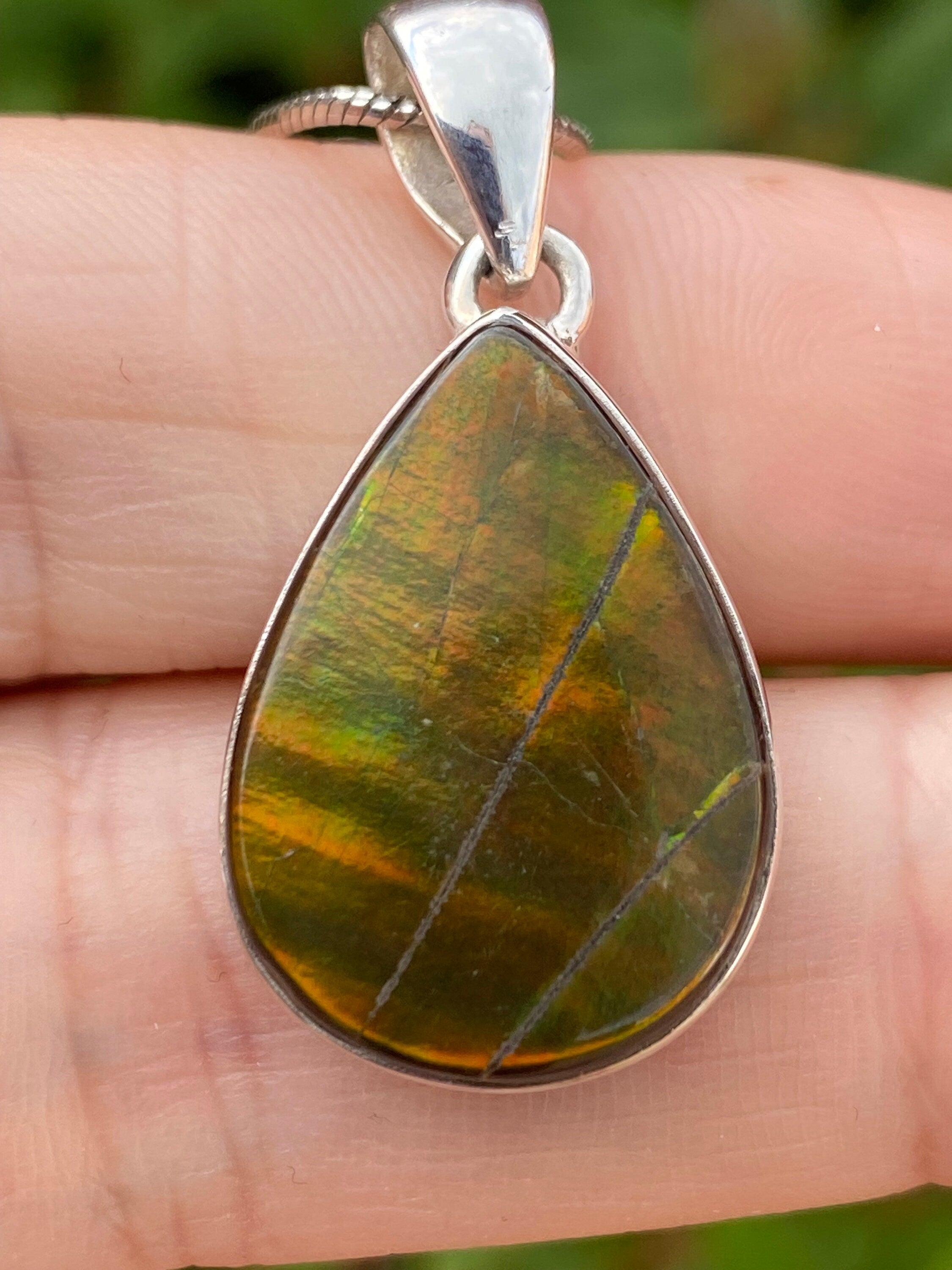 Ammolite Silver Pendant