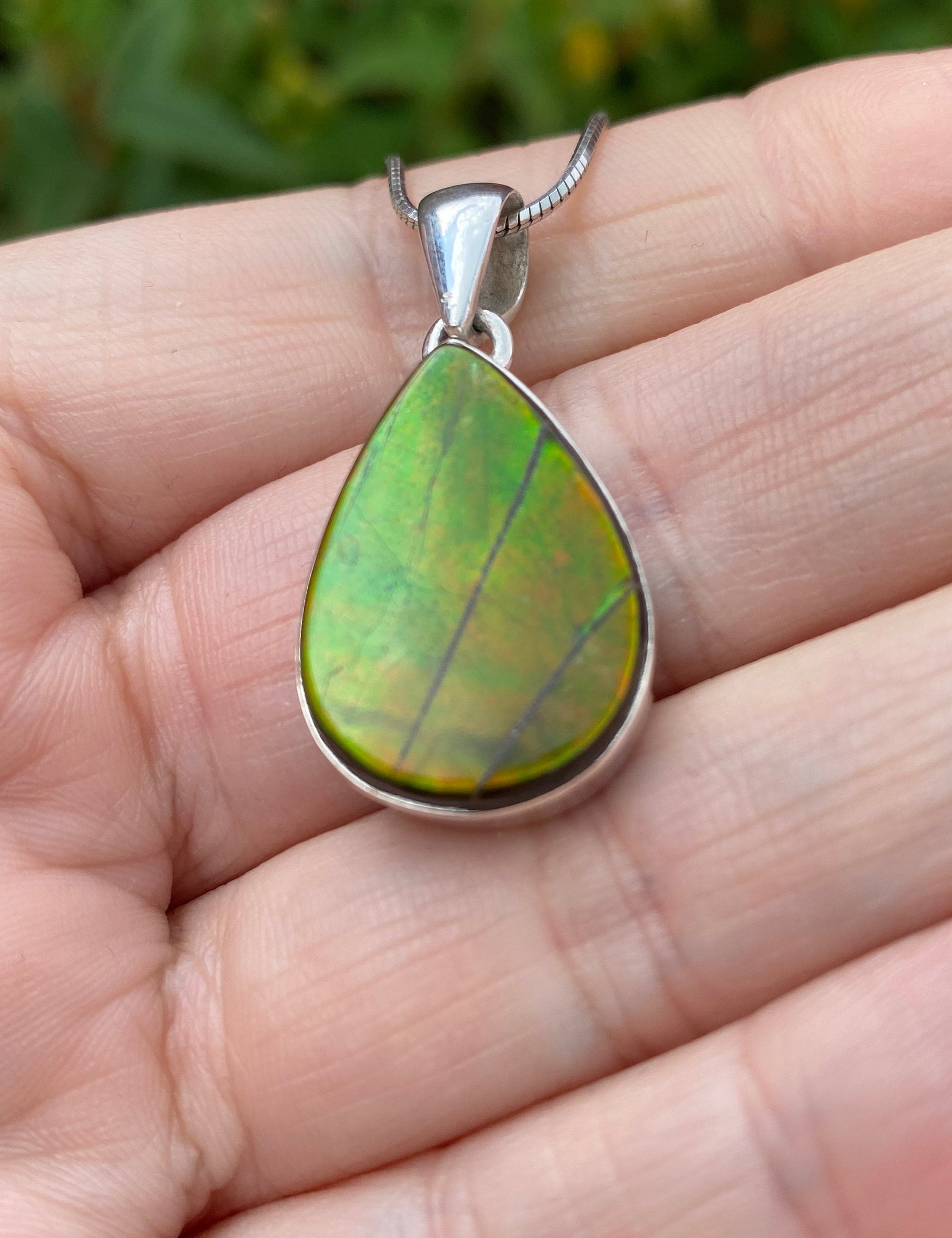 Ammolite Silver Pendant