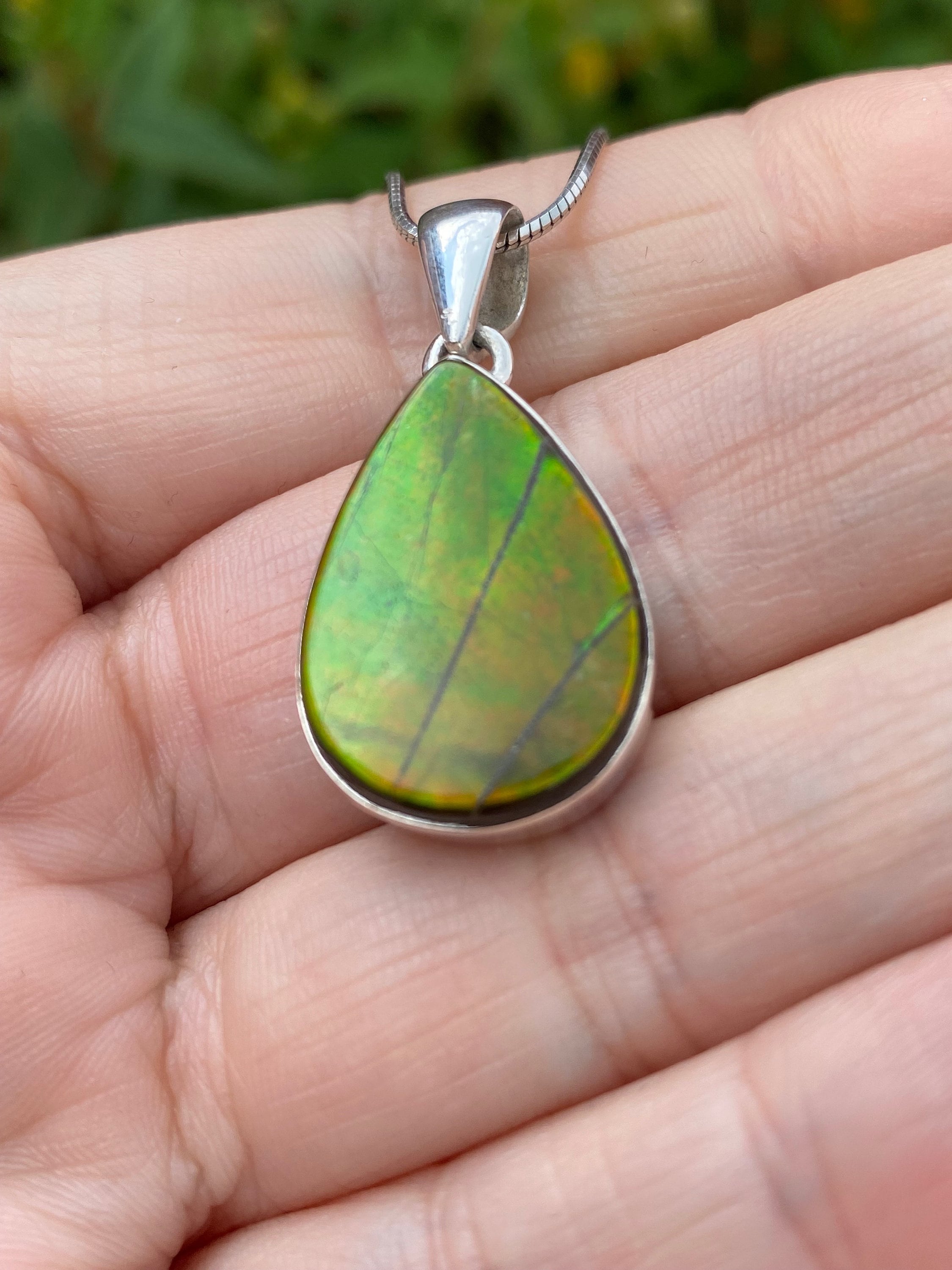 Ammolite Silver Pendant