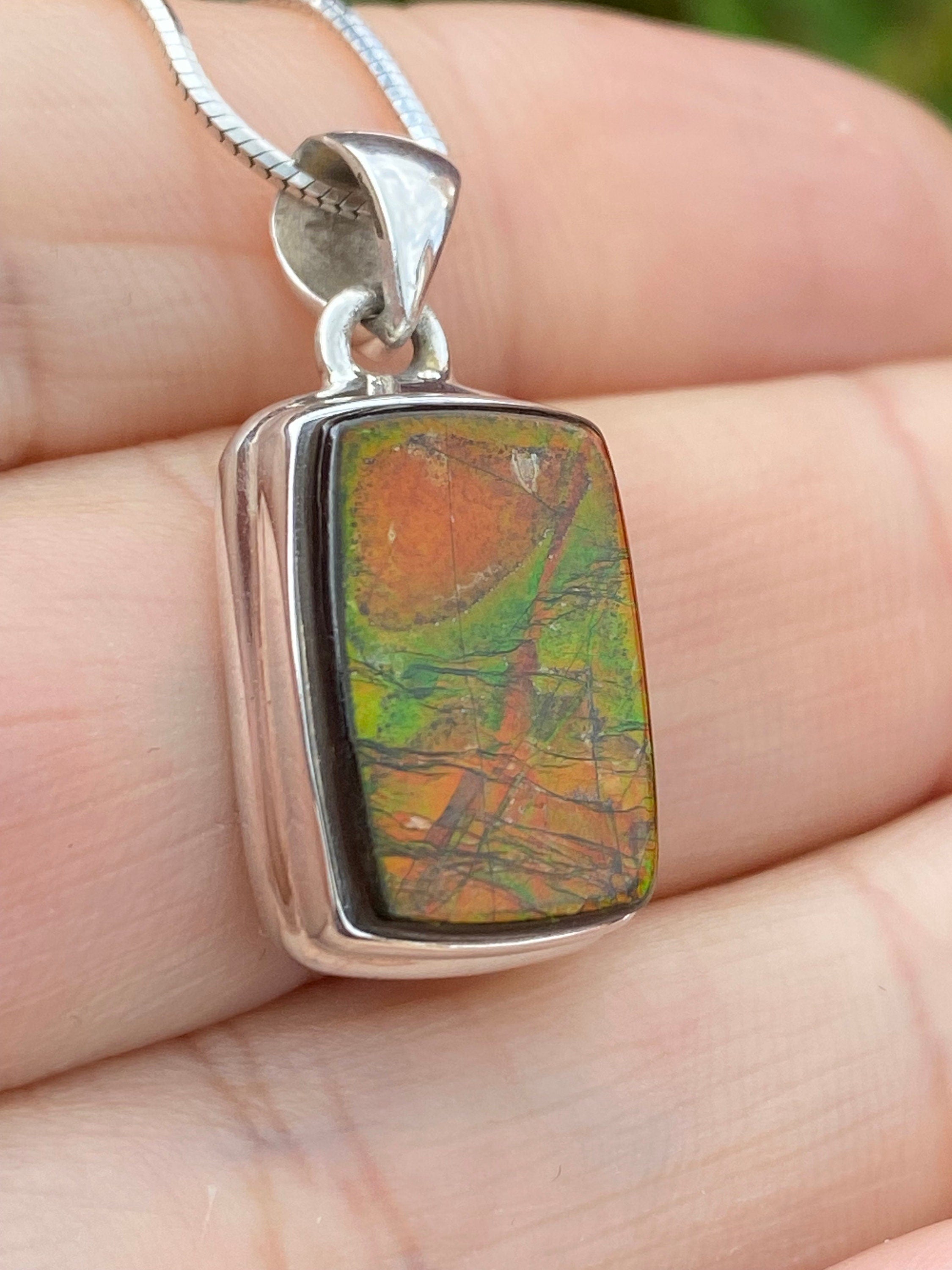 Ammolite Silver Pendant