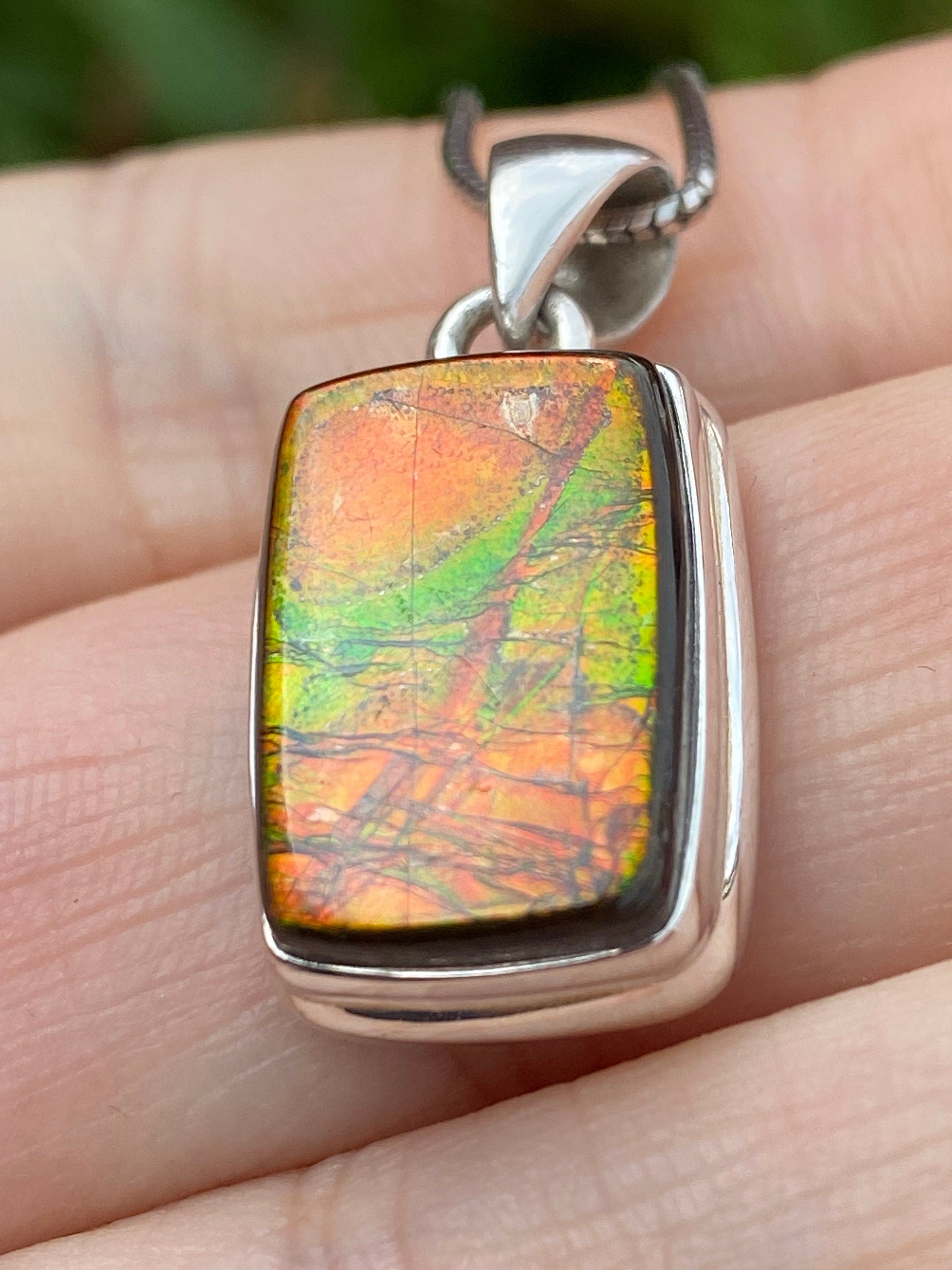 Ammolite Silver Pendant