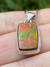 Ammolite Silver Pendant