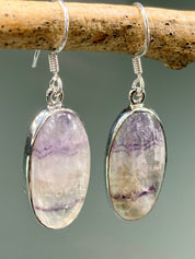 High Quality Blue John and Silver Drop Earrings