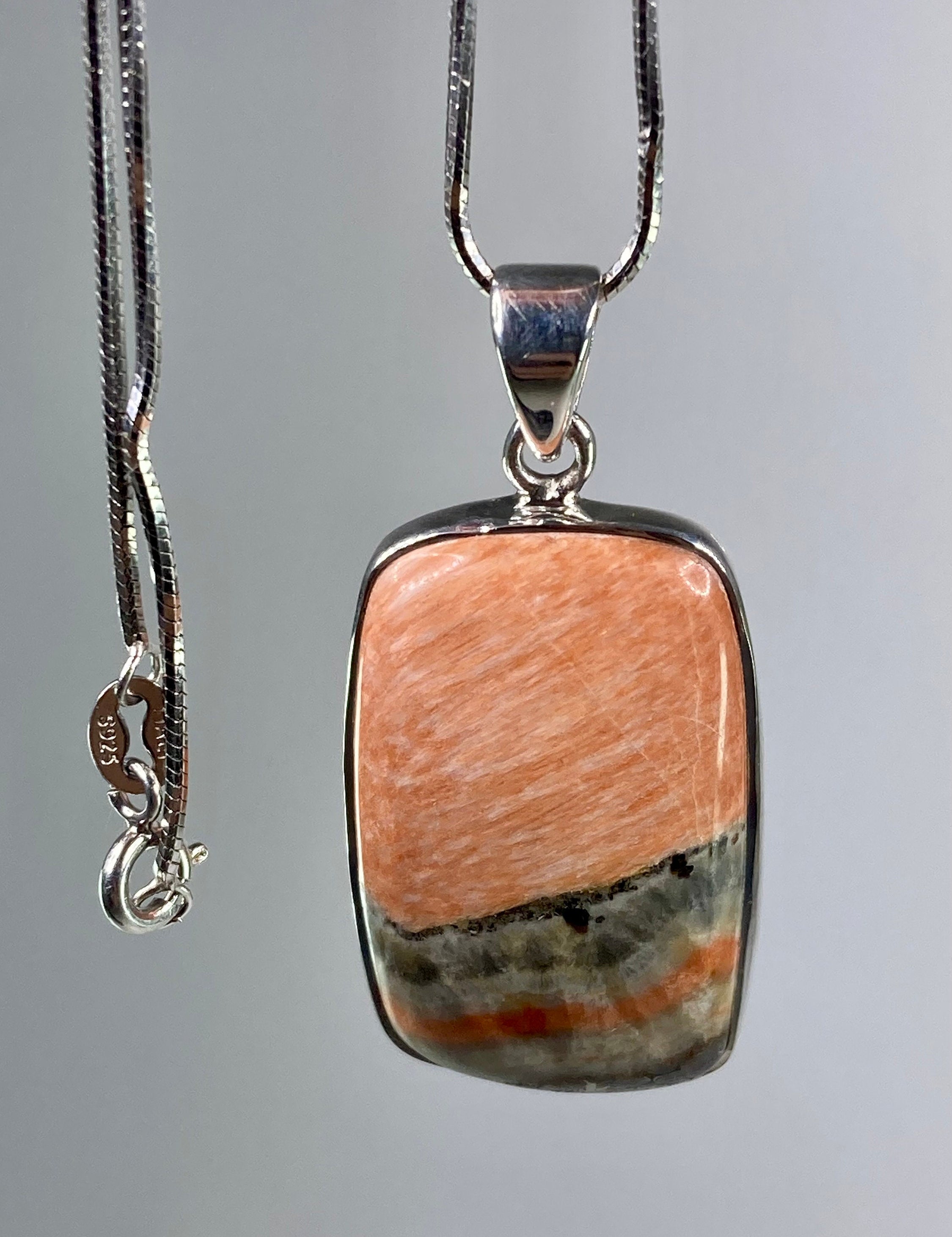 British Celestobarite and Silver Pendant