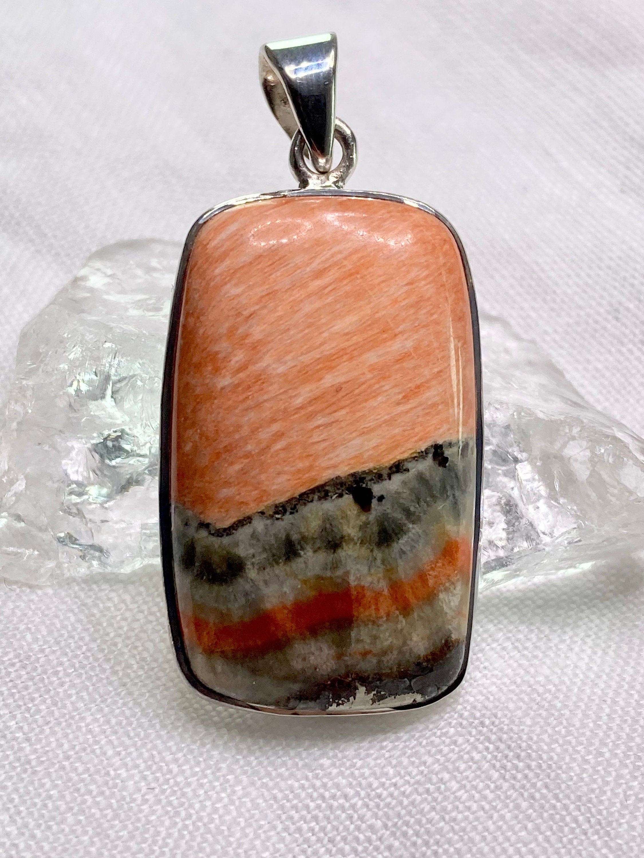 British Celestobarite and Silver Pendant