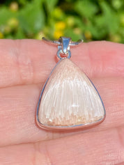 A High Grade Peach Scolecite and Silver Pendant.