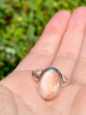 A High Grade Peach Scolecite and Silver Ring