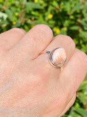 A High Grade Peach Scolecite and Silver Ring