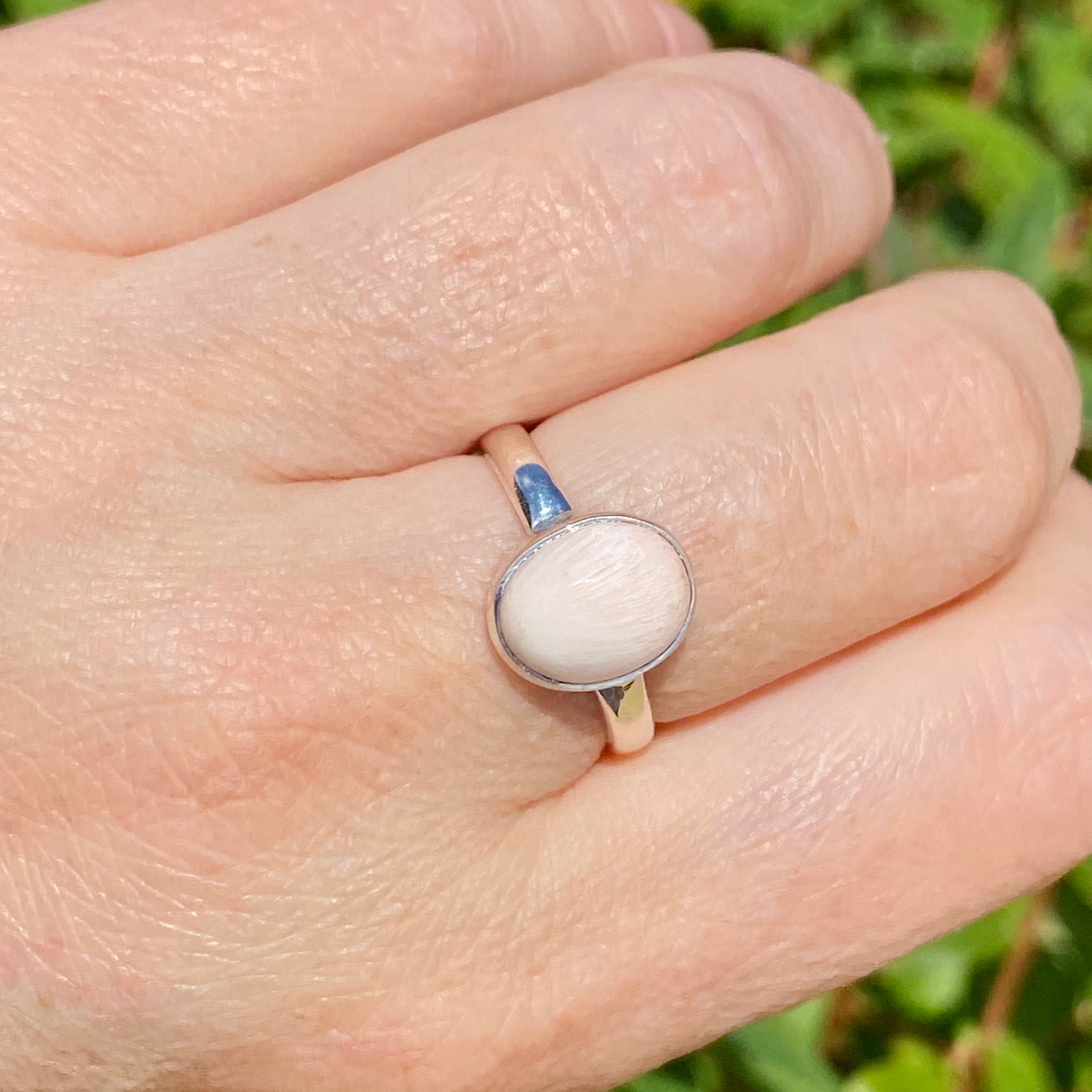 A High Grade Peach Scolecite and Silver Ring