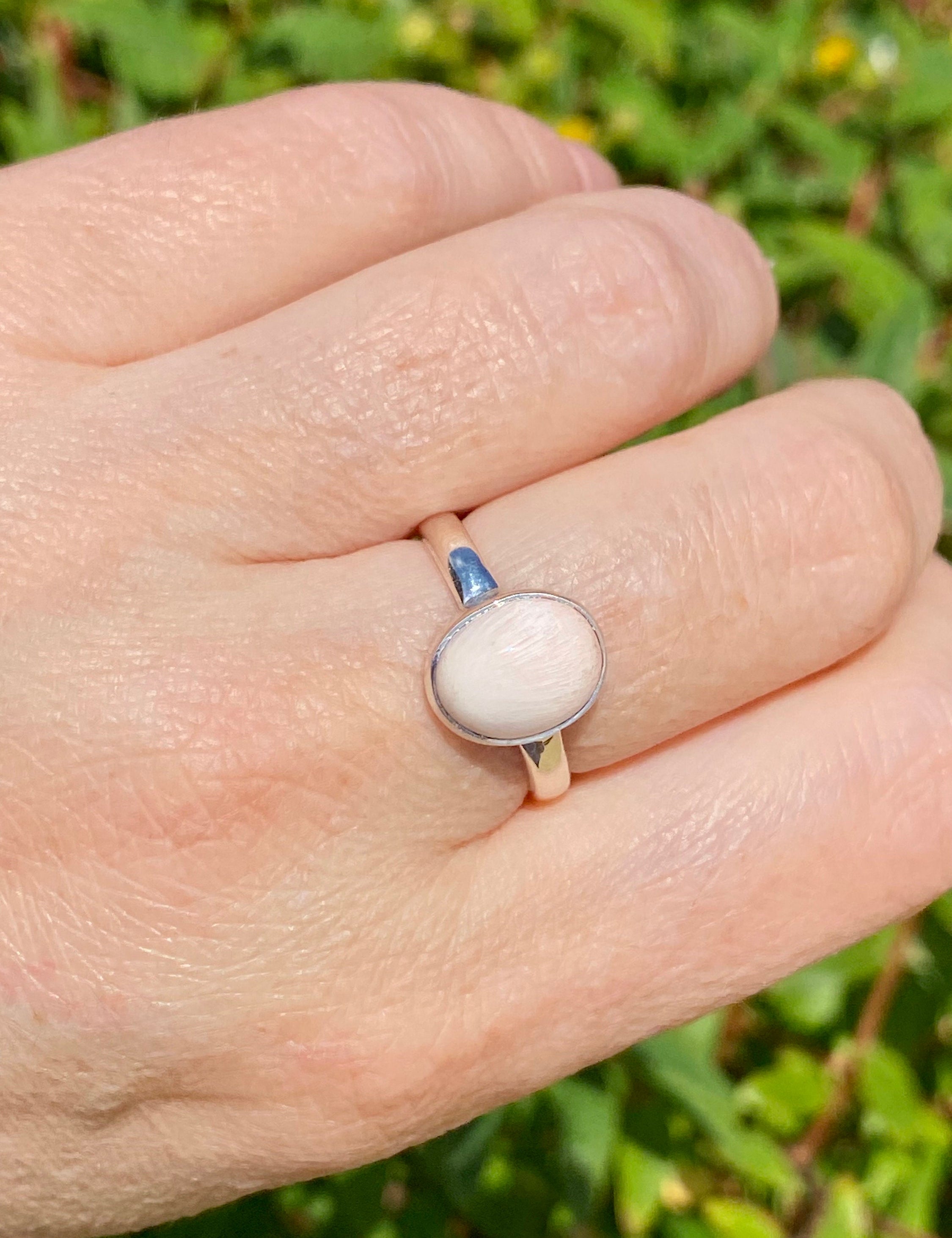 A High Grade Peach Scolecite and Silver Ring