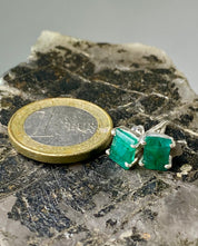 Raw Emerald and Silver Studs