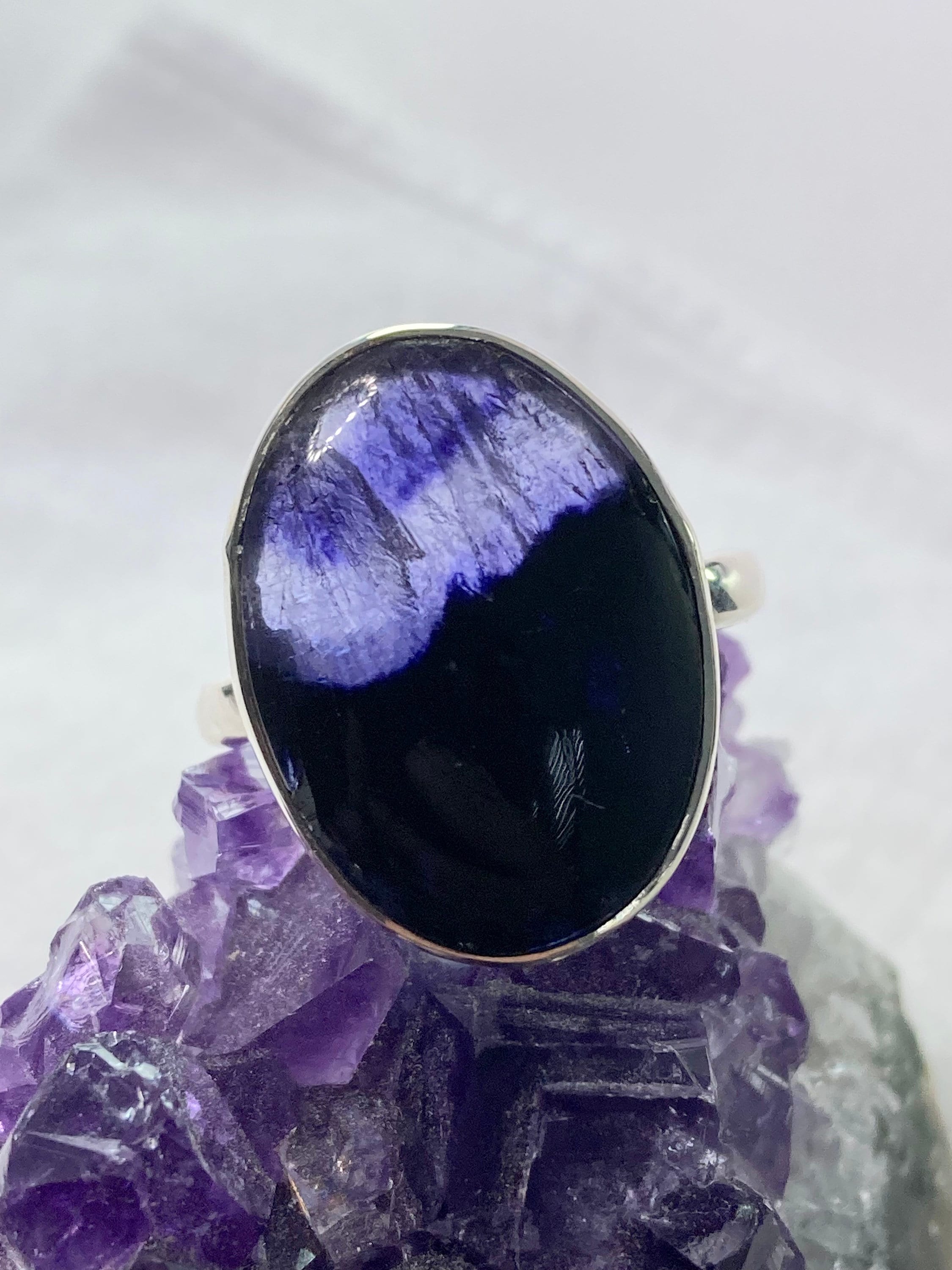 An Extremely Rare Blue John and Silver Ring