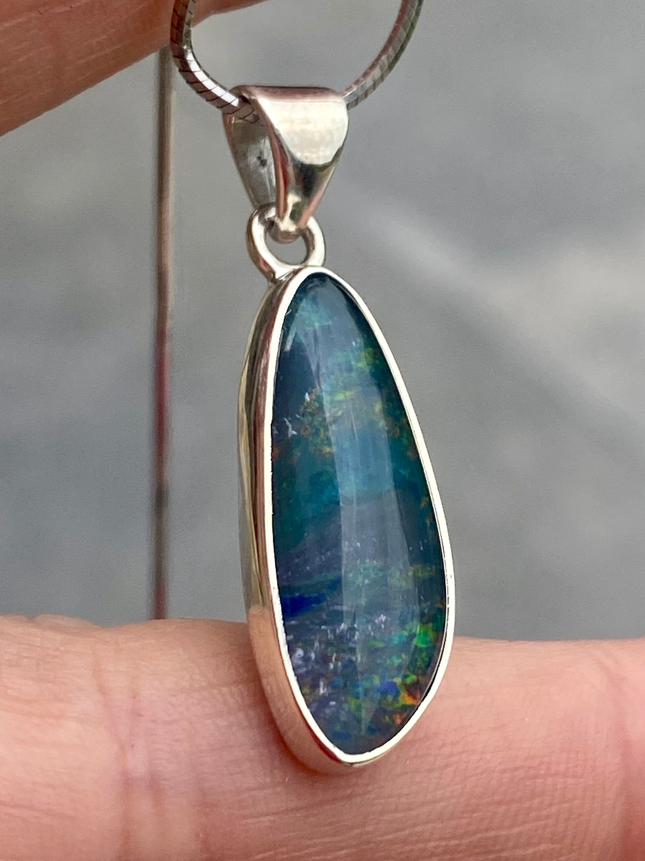 Australian Opal and Silver Pendant