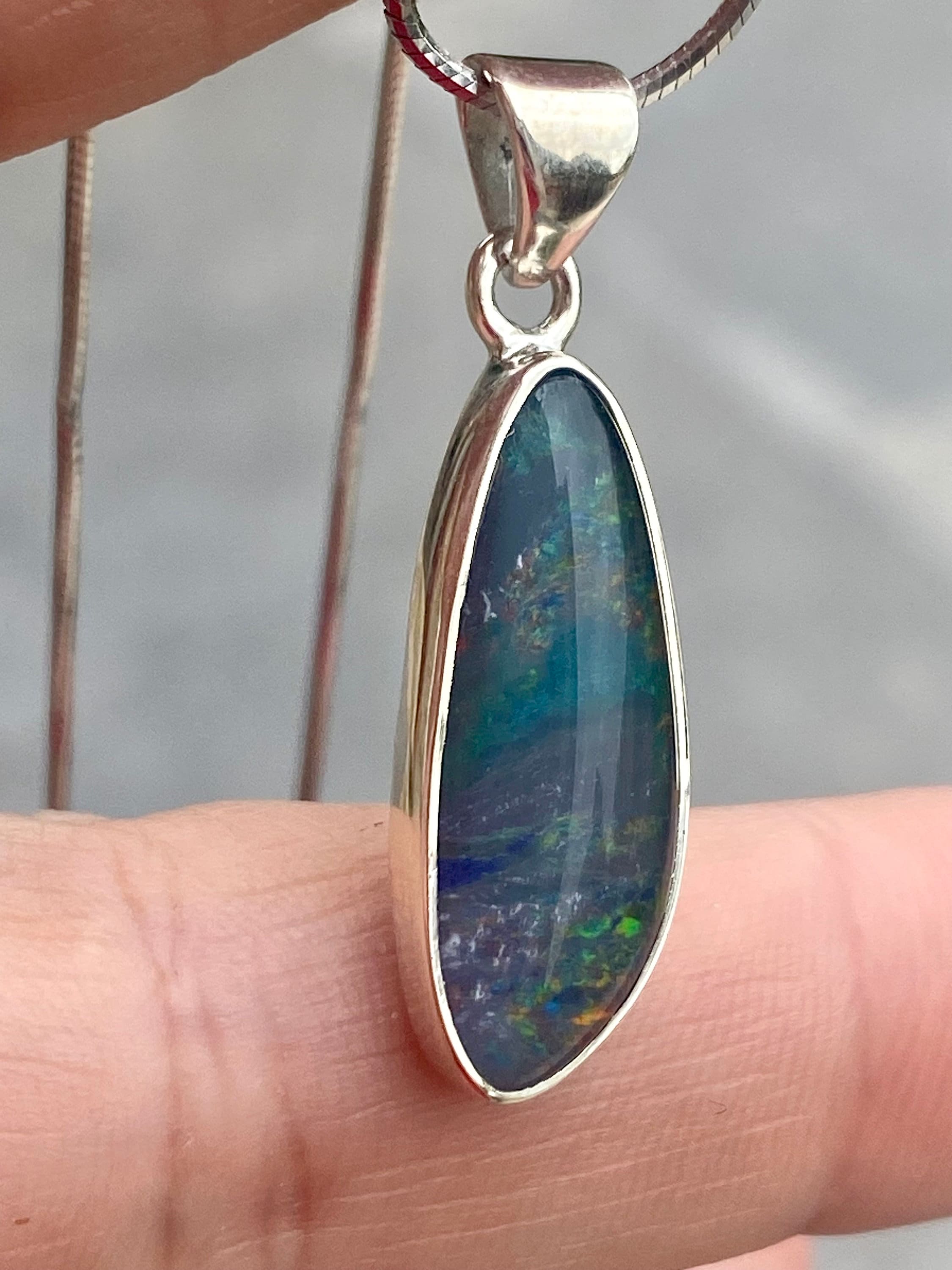 Australian Opal and Silver Pendant